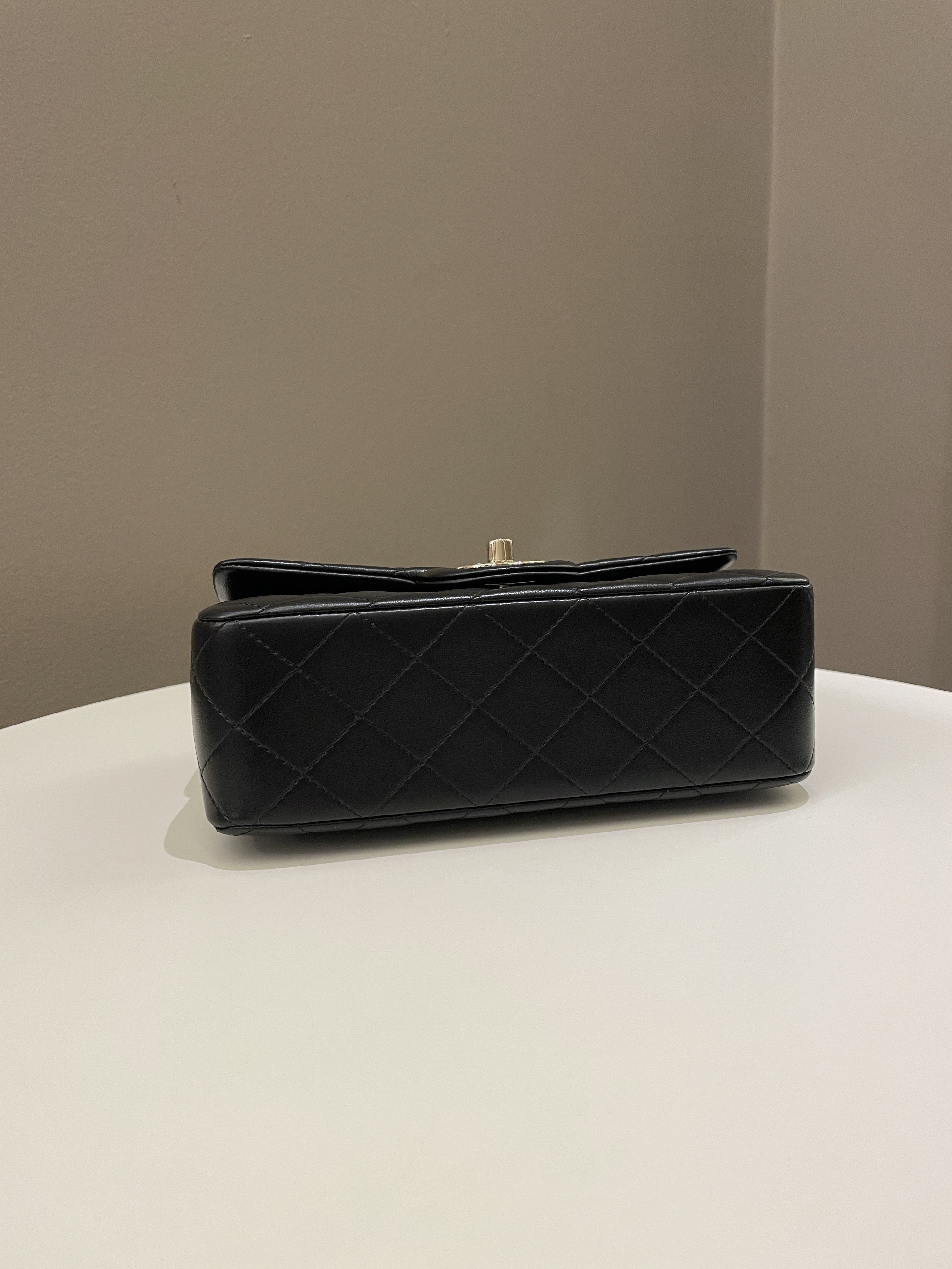 Chanel Quilted Top Handle Mini Rectangular Black Lambskin