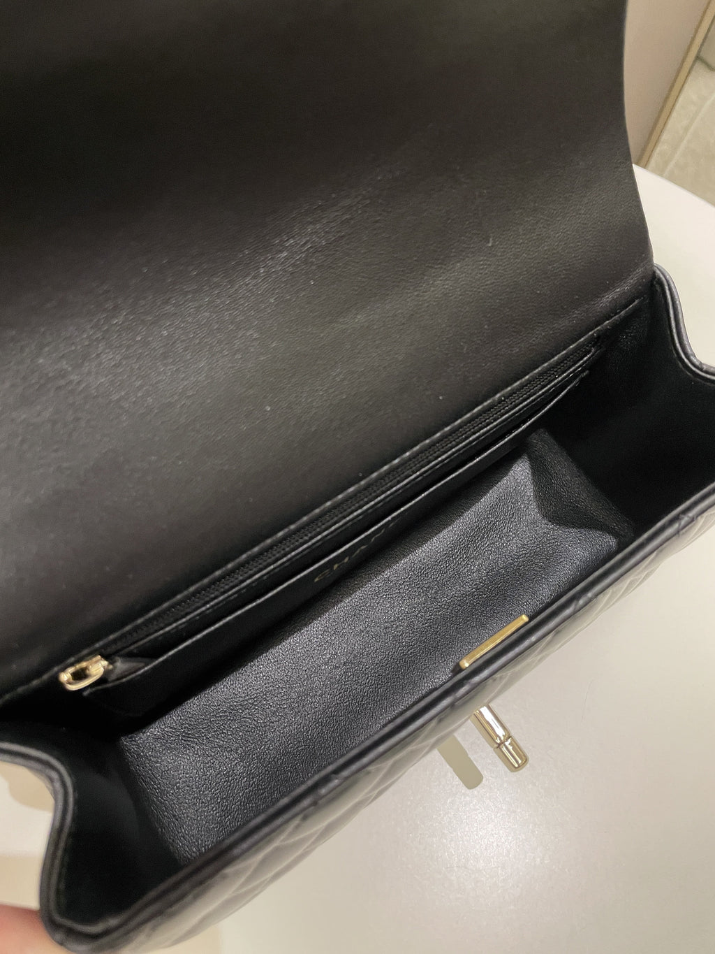 Chanel Quilted Top Handle Mini Rectangular Black Lambskin