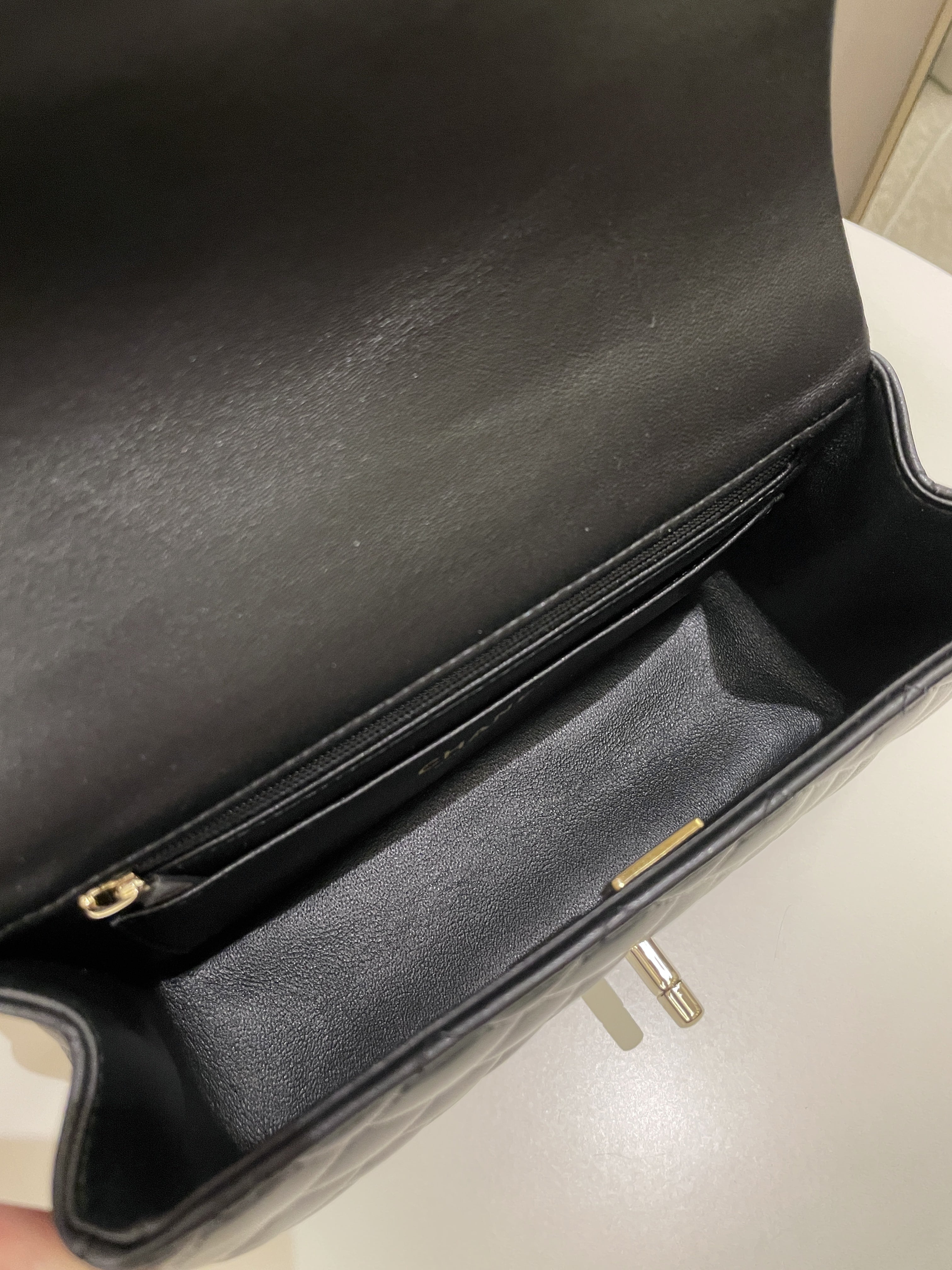 Chanel Quilted Top Handle Mini Rectangular Black Lambskin