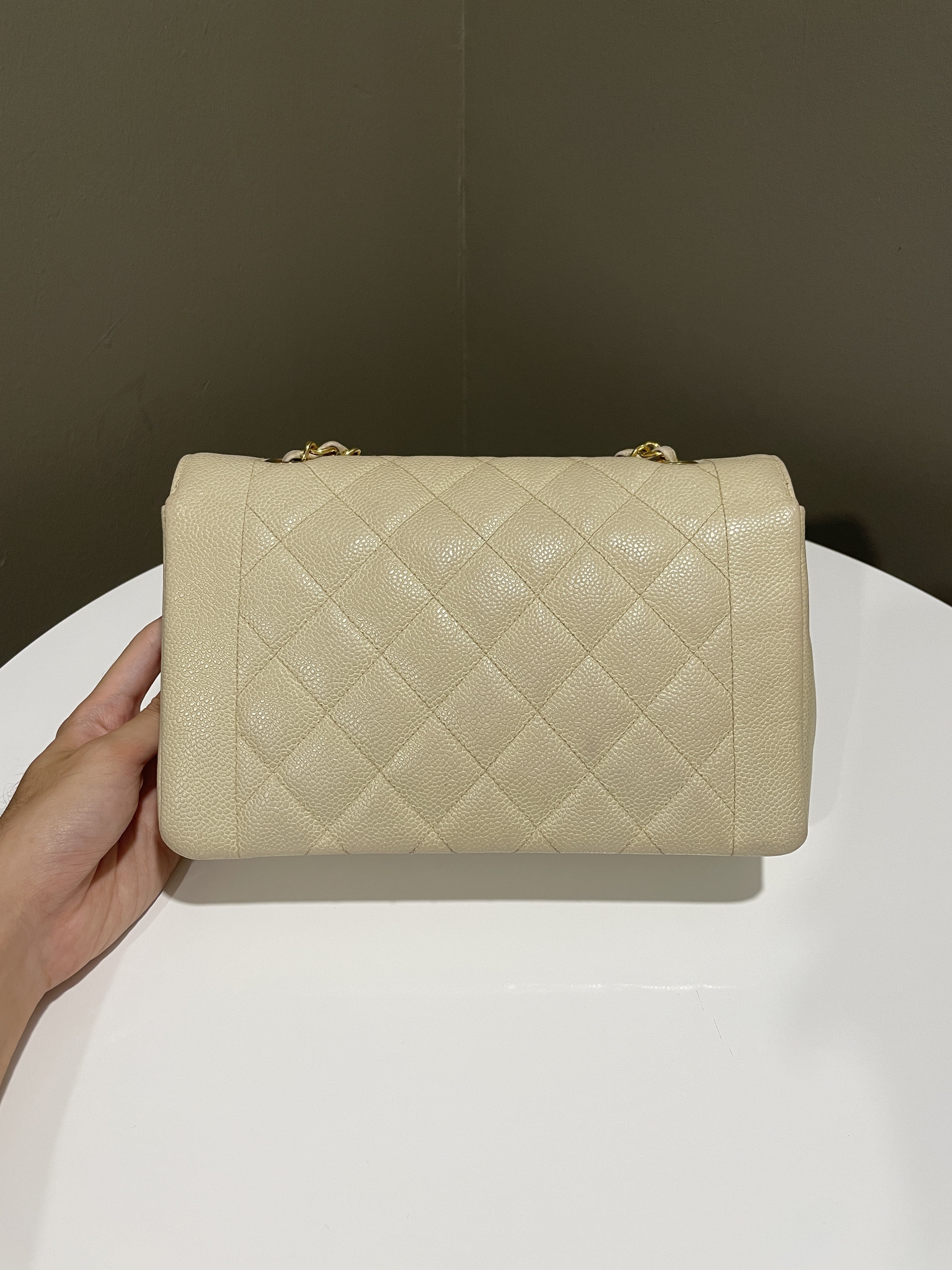 Chanel Vintage Quilted Diana Flap Bag Light Beige