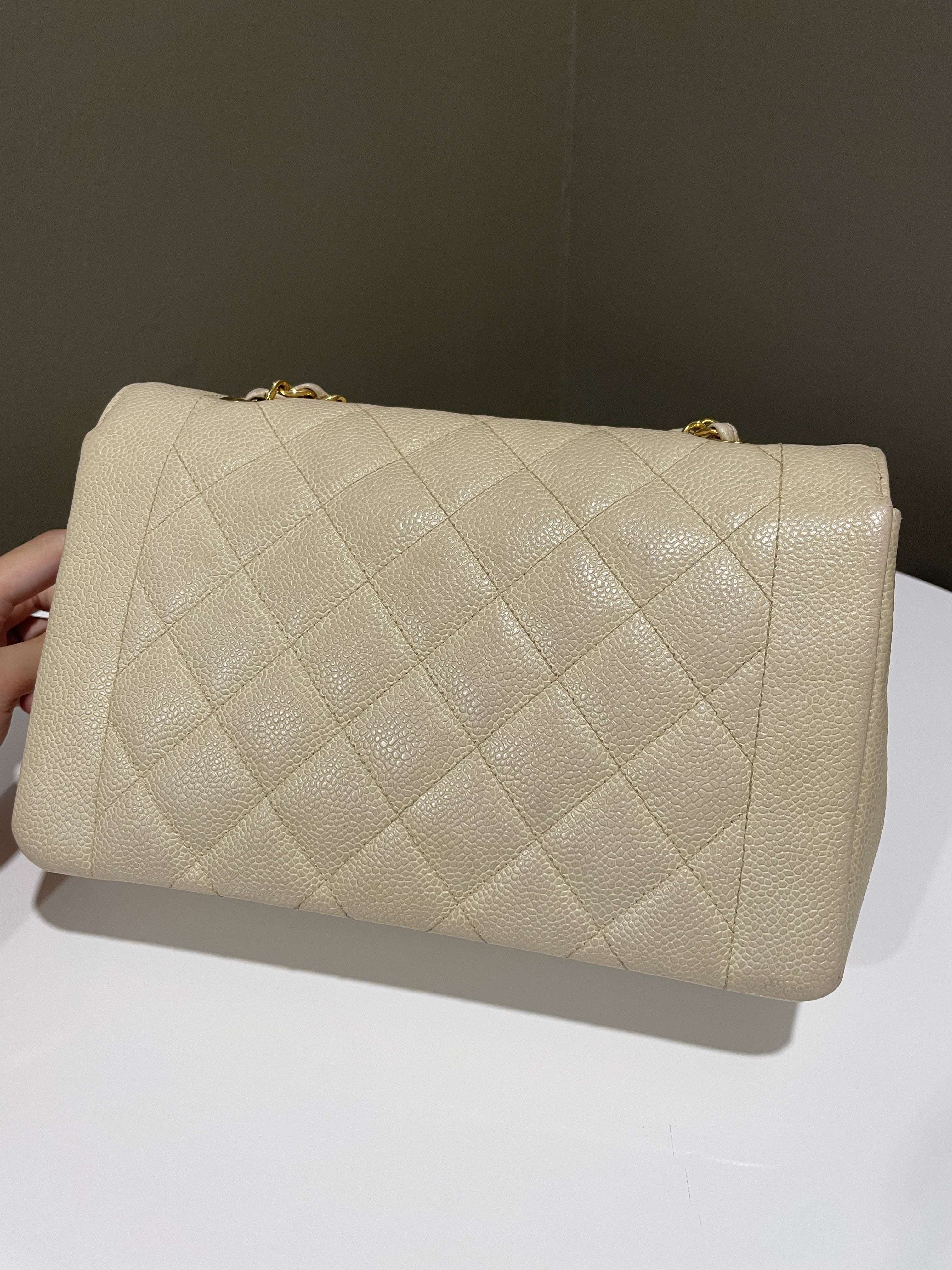 Chanel Vintage Quilted Diana Flap Bag Light Beige