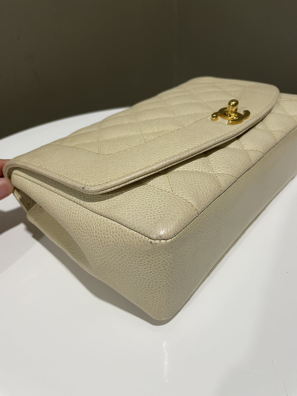 Chanel Vintage Quilted Diana Flap Bag Light Beige