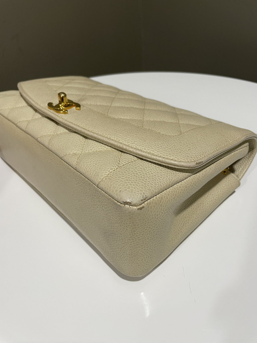 Chanel Vintage Quilted Diana Flap Bag Light Beige