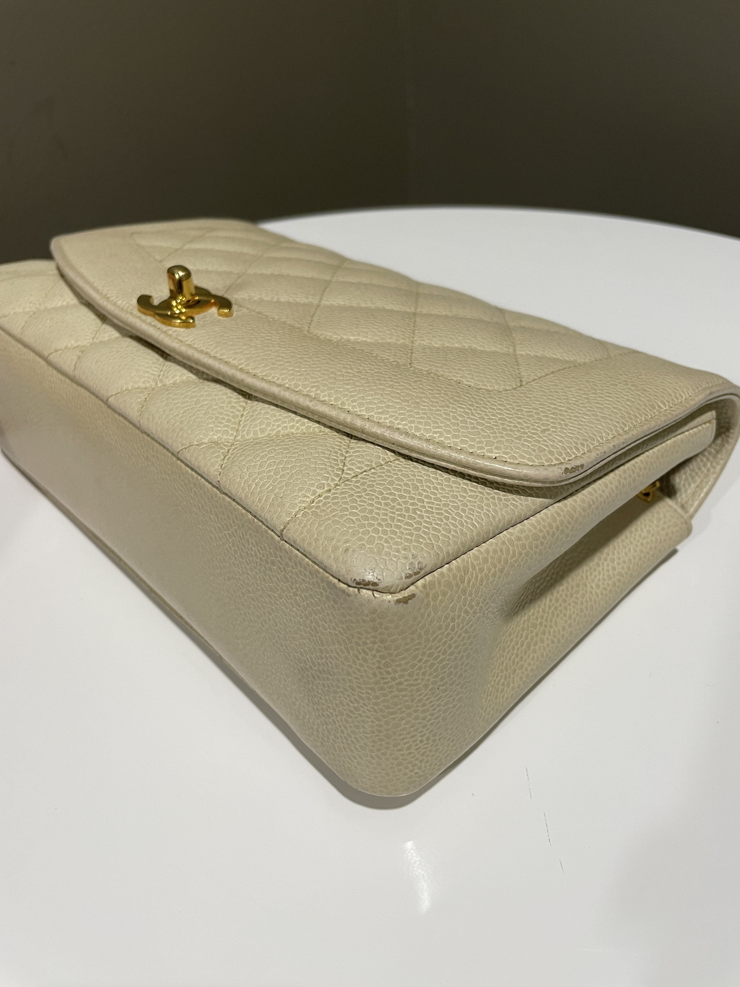 Chanel Vintage Quilted Diana Flap Bag Light Beige