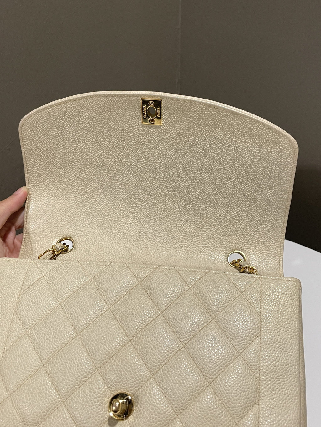 Chanel Vintage Quilted Diana Flap Bag Light Beige