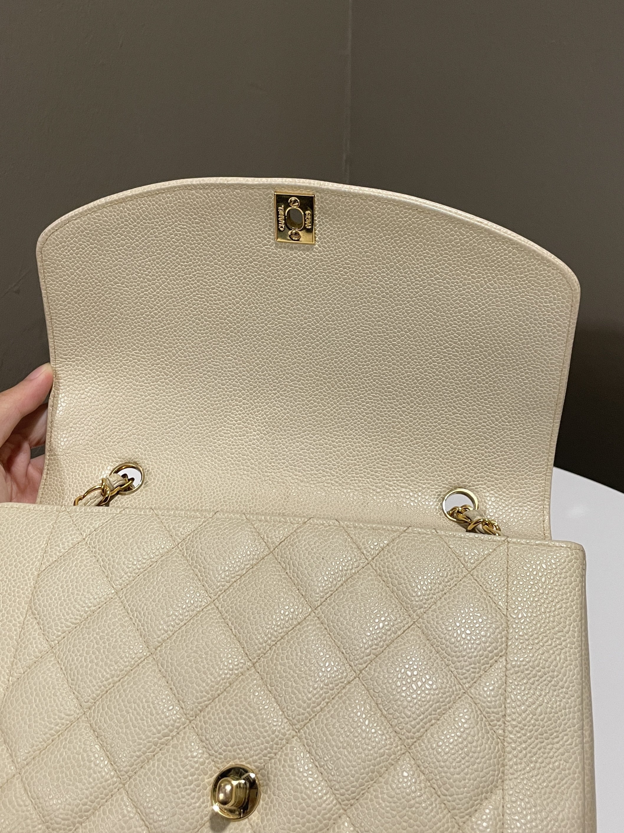 Chanel Vintage Quilted Diana Flap Bag Light Beige