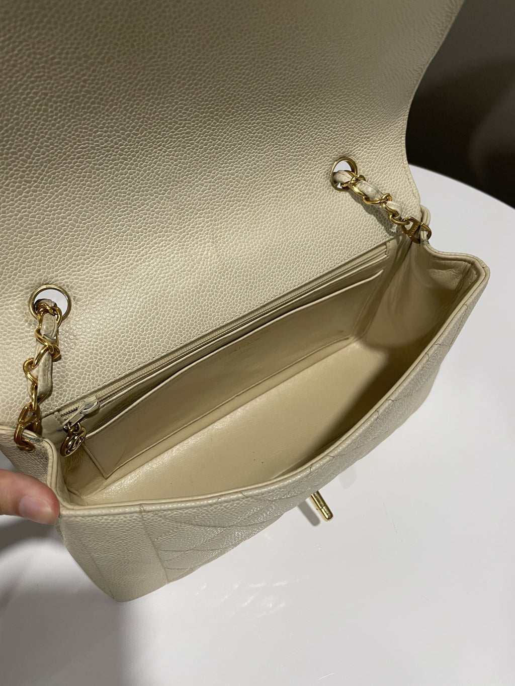 Chanel Vintage Quilted Diana Flap Bag Light Beige