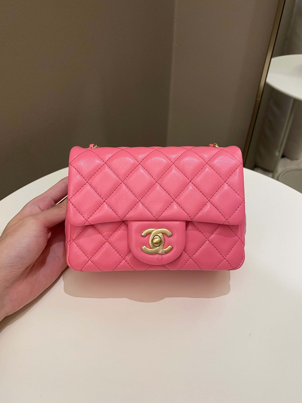 Chanel Pearl Crush Mini Square Pink Lambskin