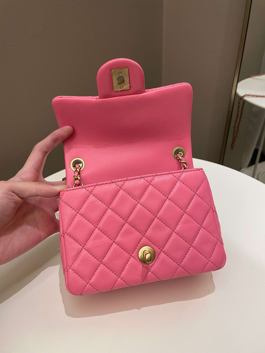 Chanel Pearl Crush Mini Square Pink Lambskin