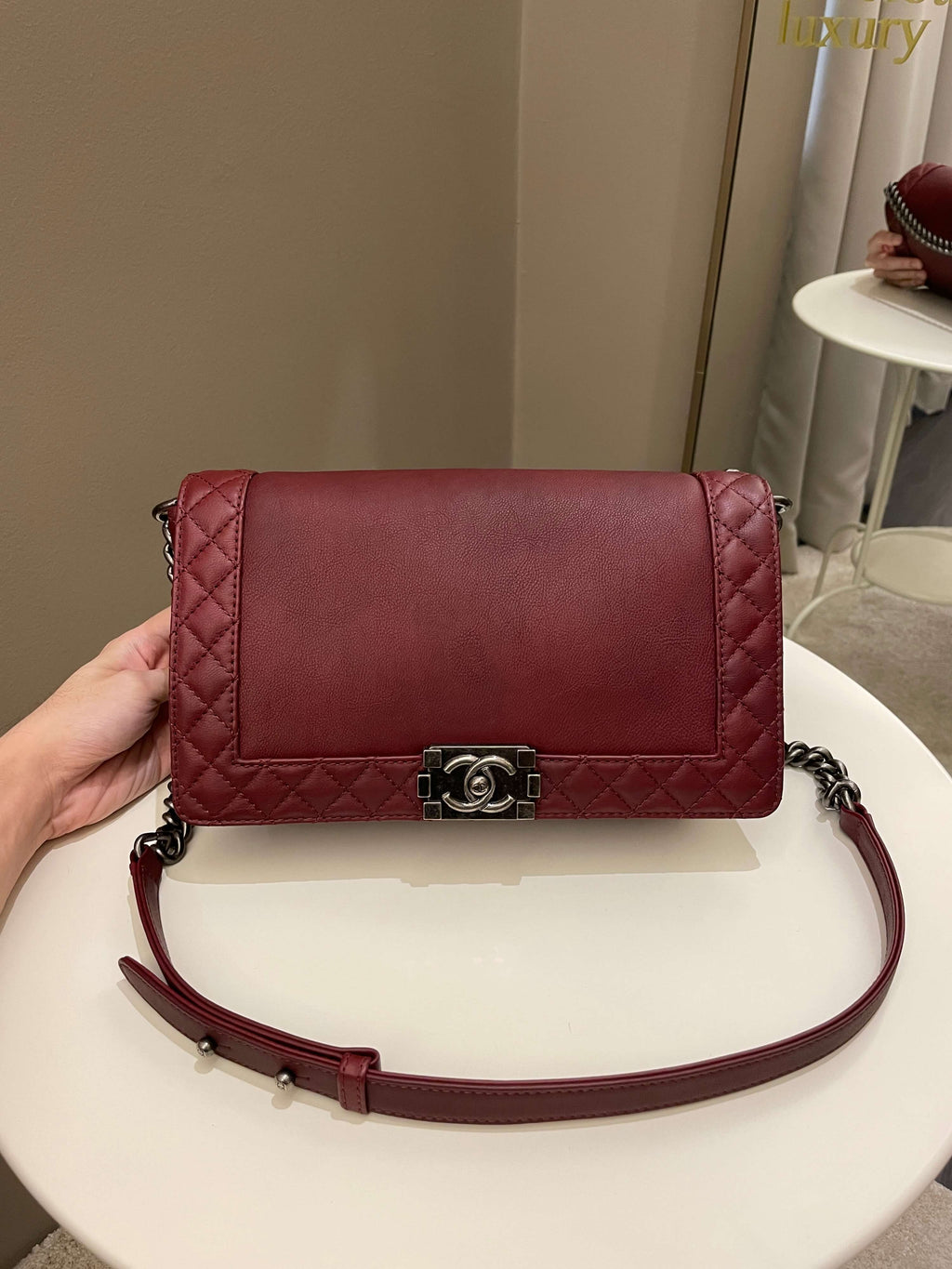 Chanel Boy Reverso Burgundy Calfskin