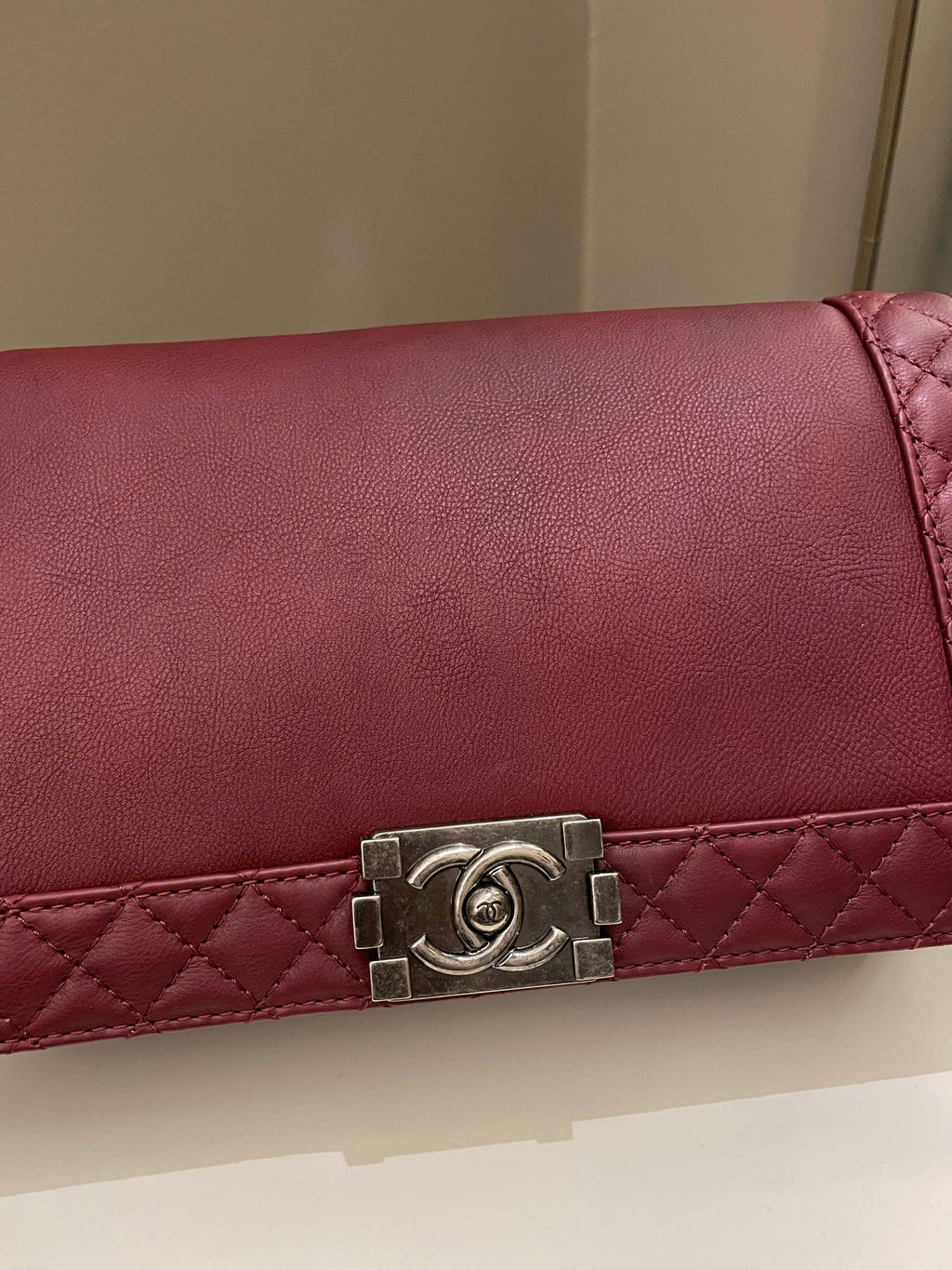 Chanel Boy Reverso Burgundy Calfskin