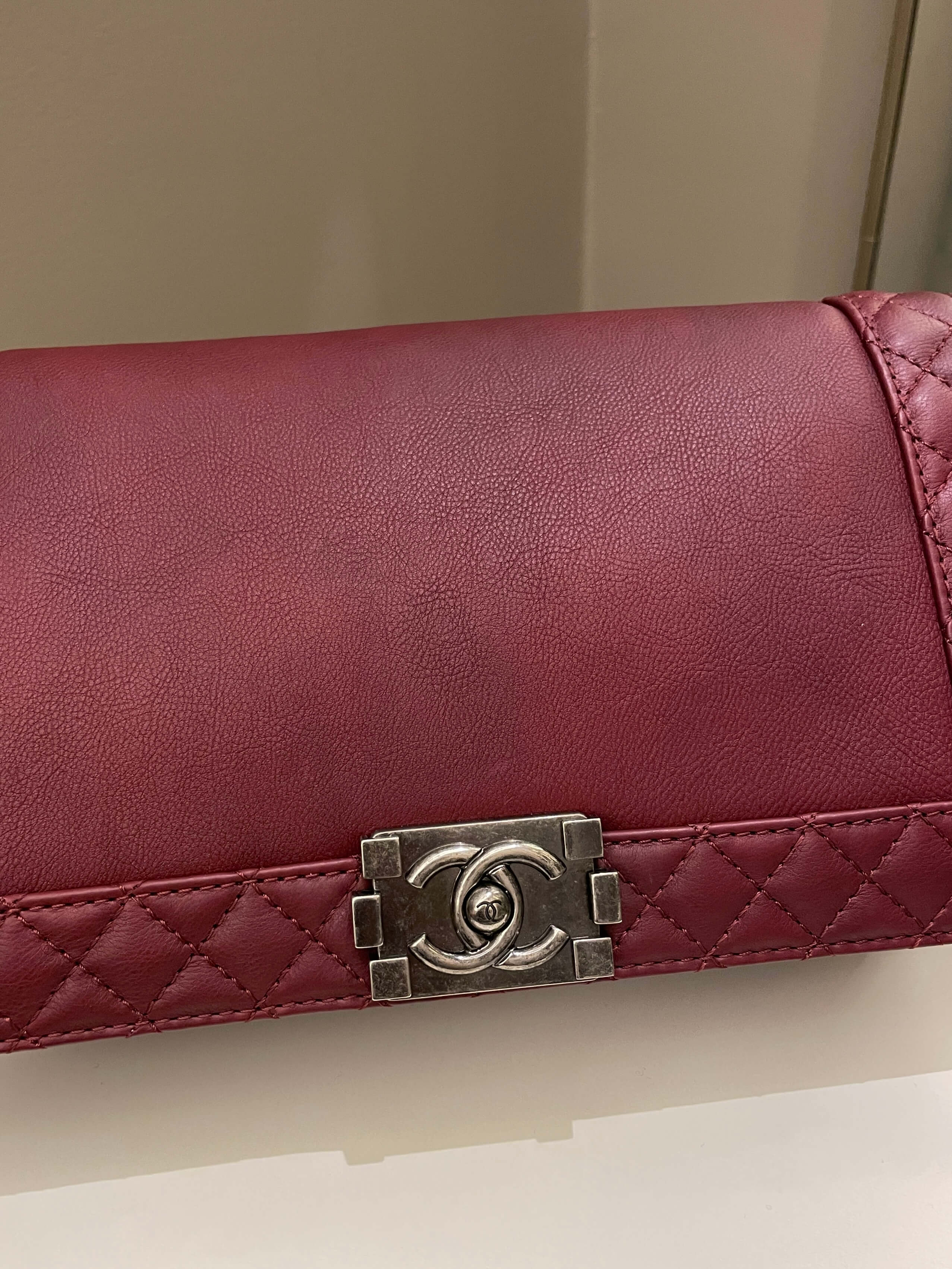 Chanel Boy Reverso Burgundy Calfskin