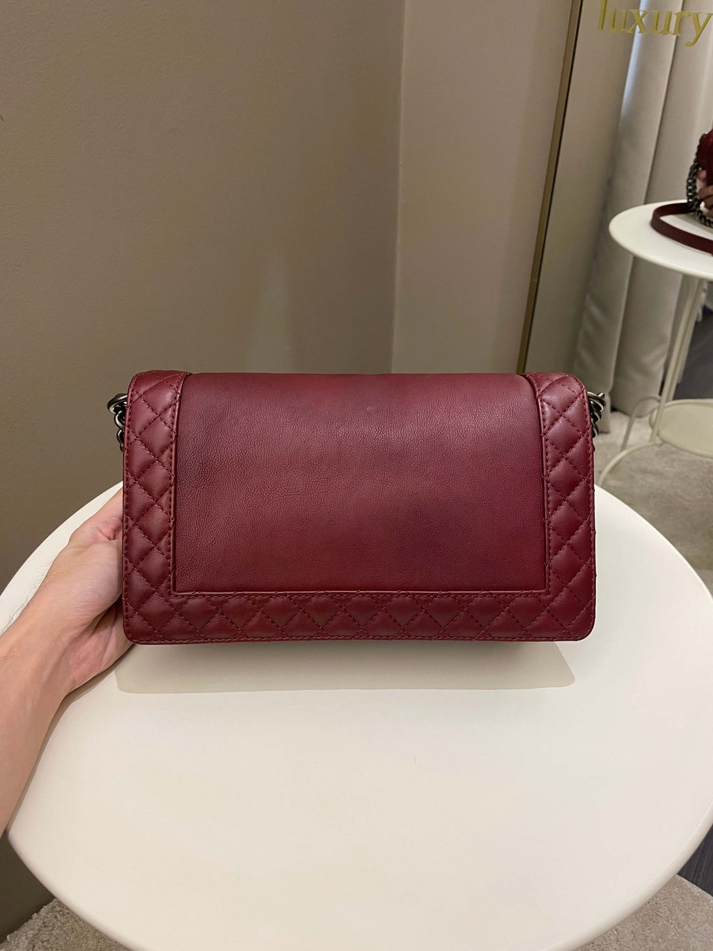 Chanel Boy Reverso Burgundy Calfskin