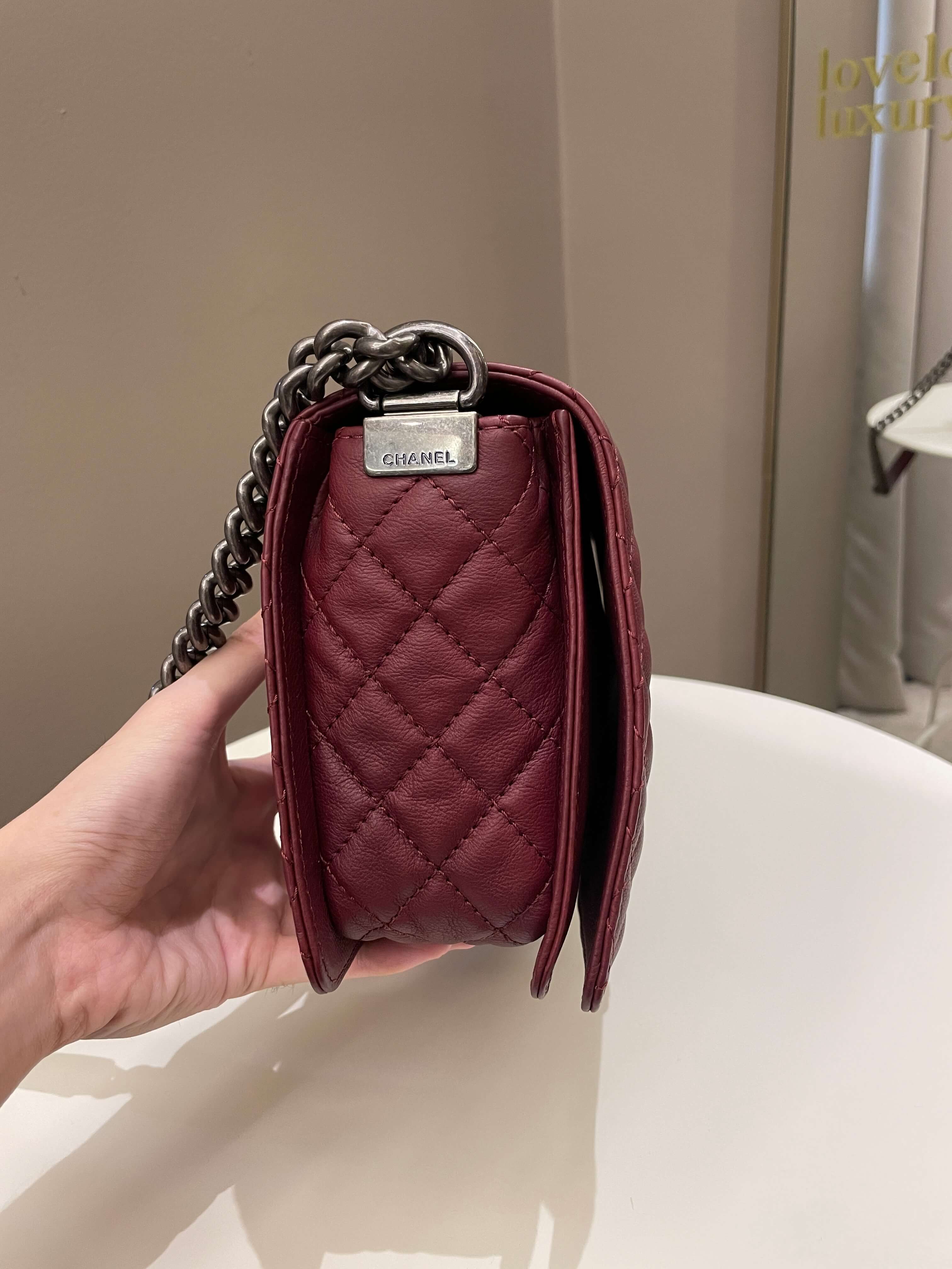 Chanel Boy Reverso Burgundy Calfskin