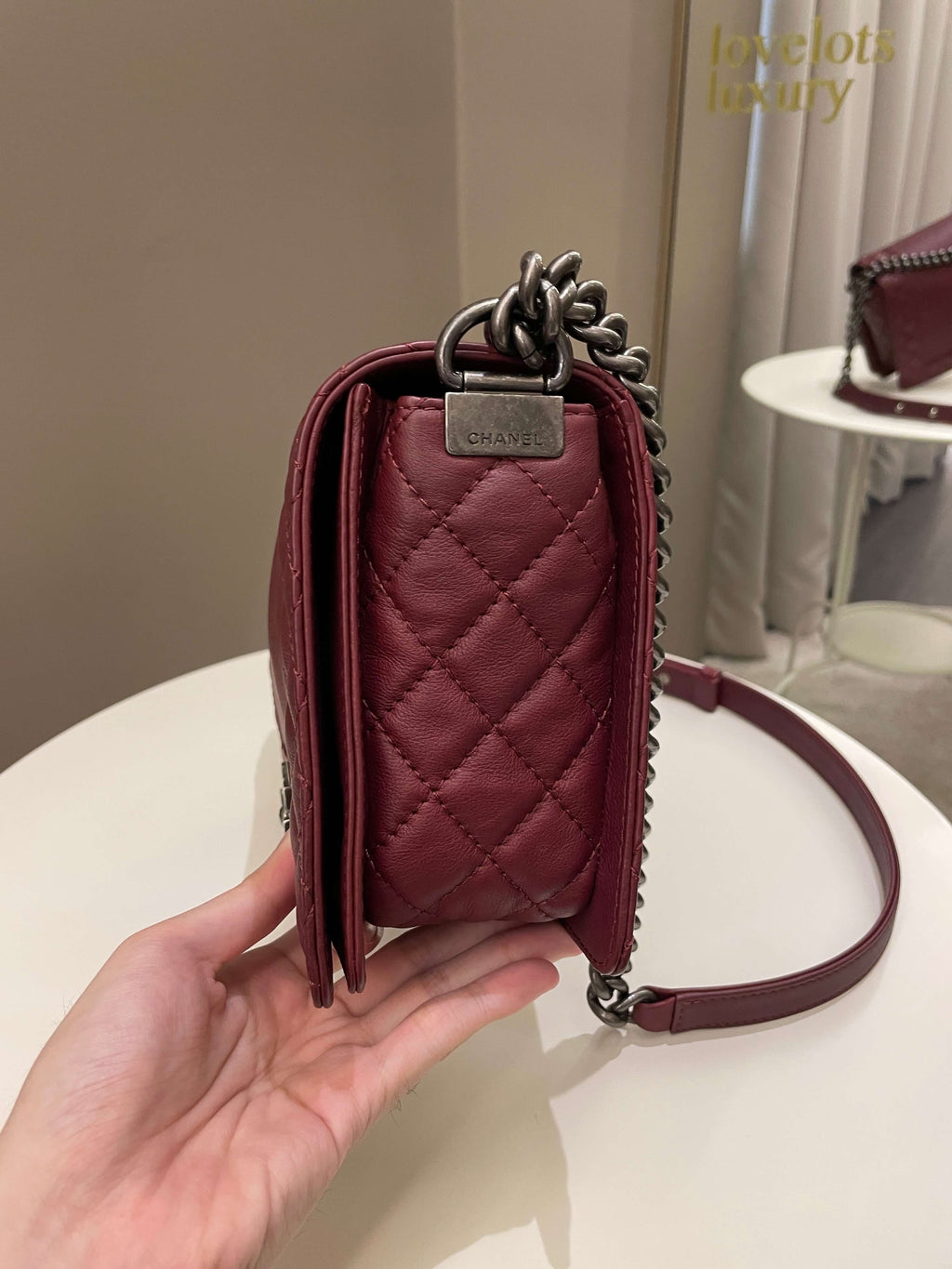 Chanel Boy Reverso Burgundy Calfskin