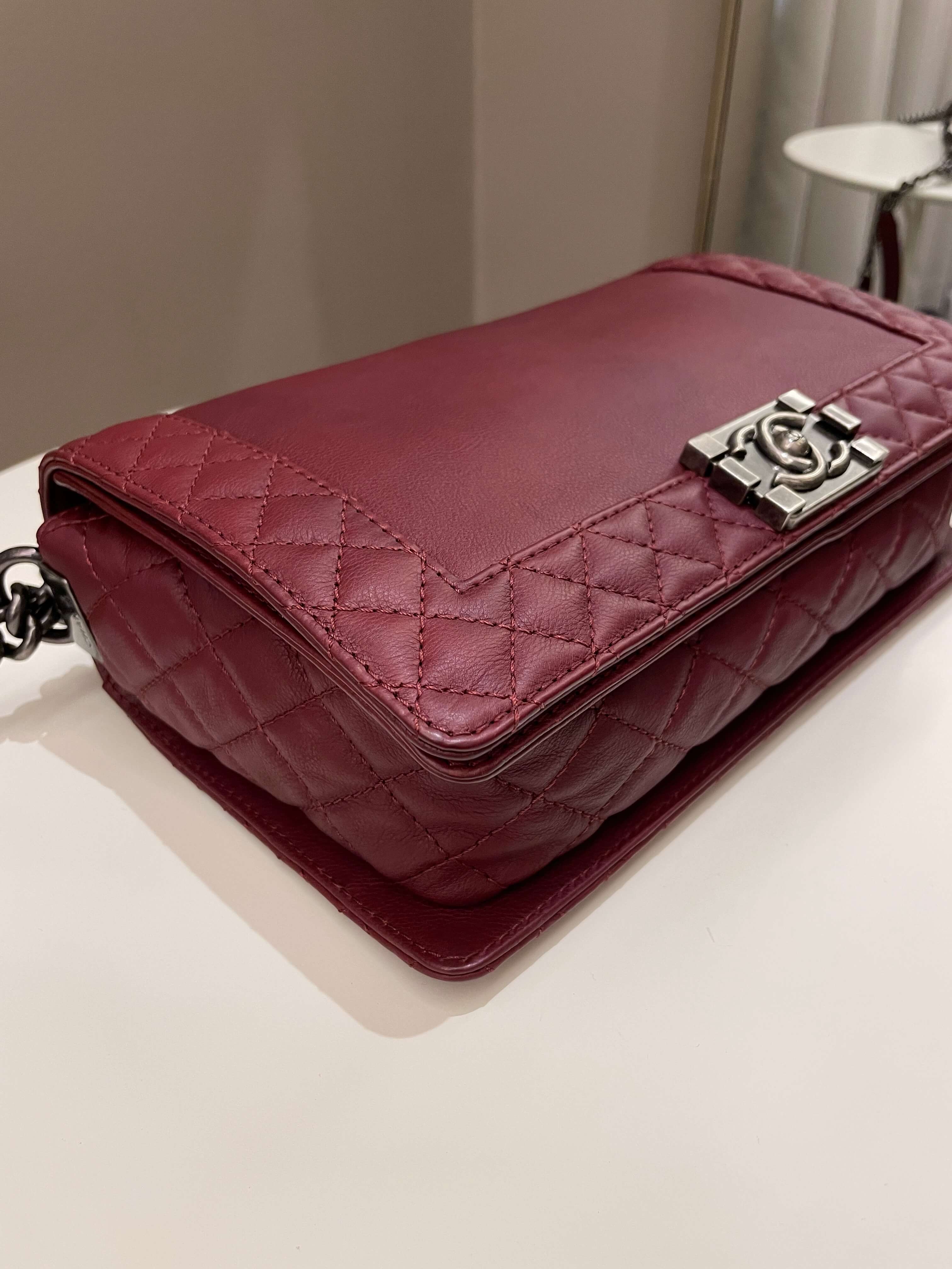 Chanel Boy Reverso Burgundy Calfskin