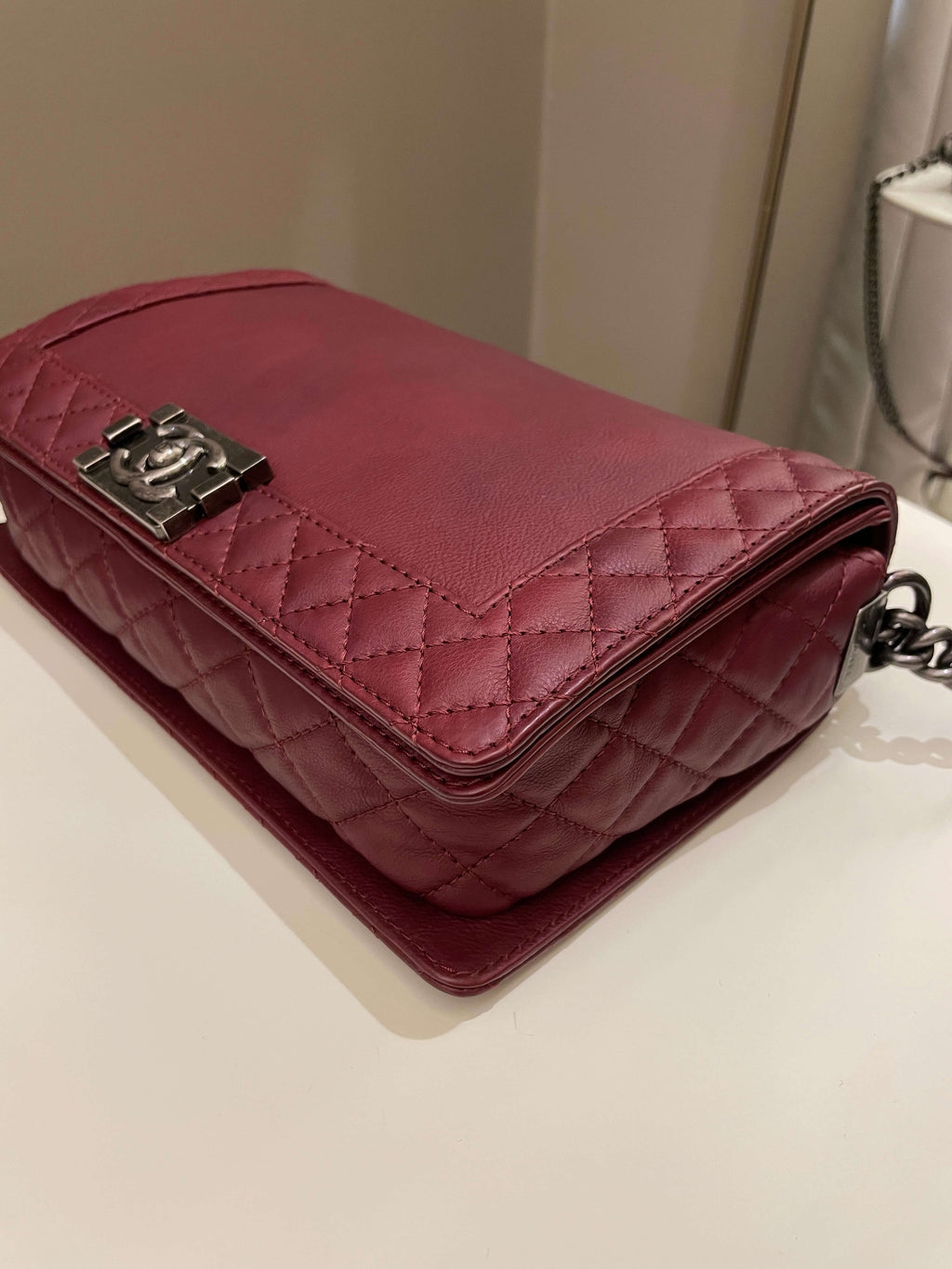 Chanel Boy Reverso Burgundy Calfskin