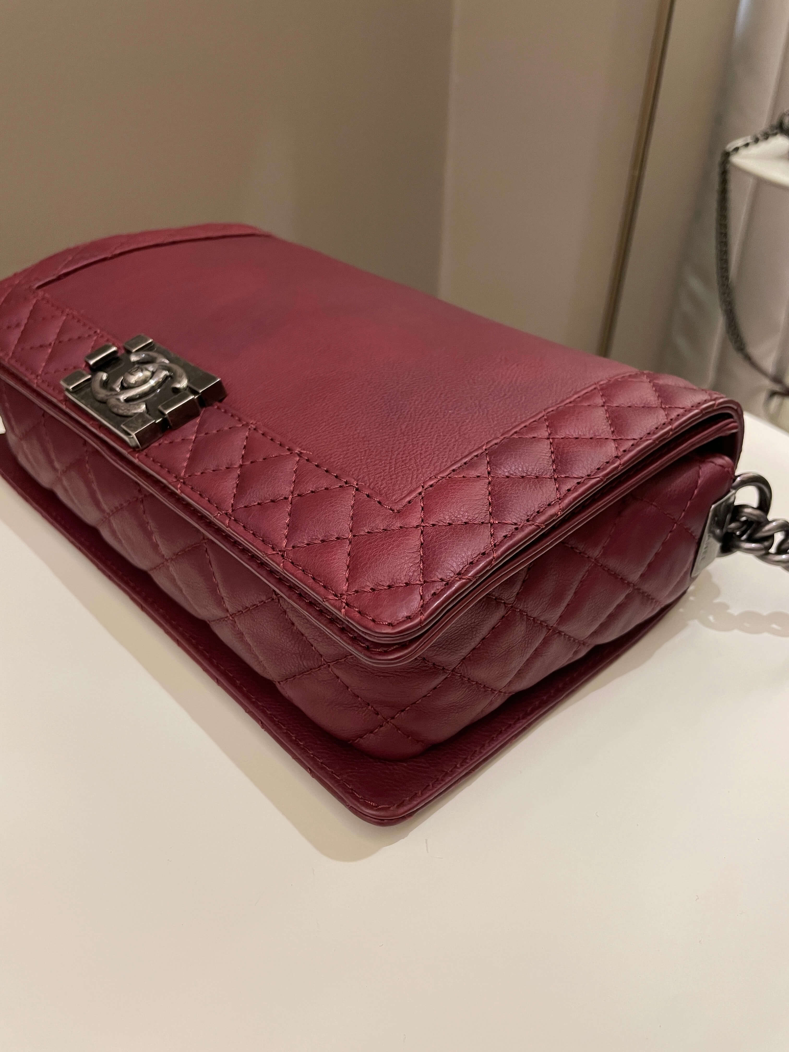 Chanel Boy Reverso Burgundy Calfskin