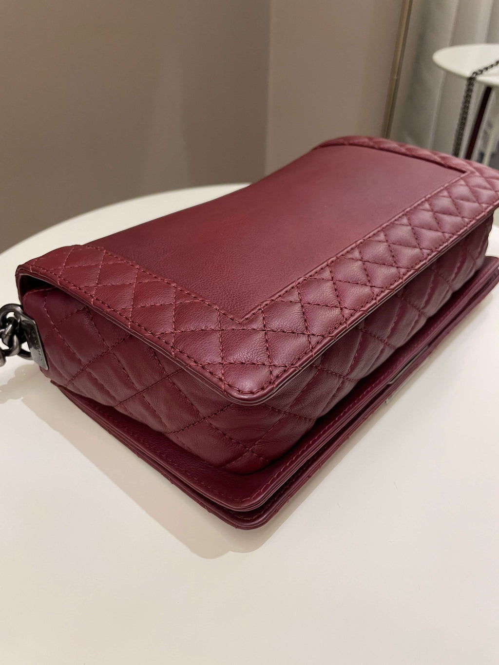 Chanel Boy Reverso Burgundy Calfskin