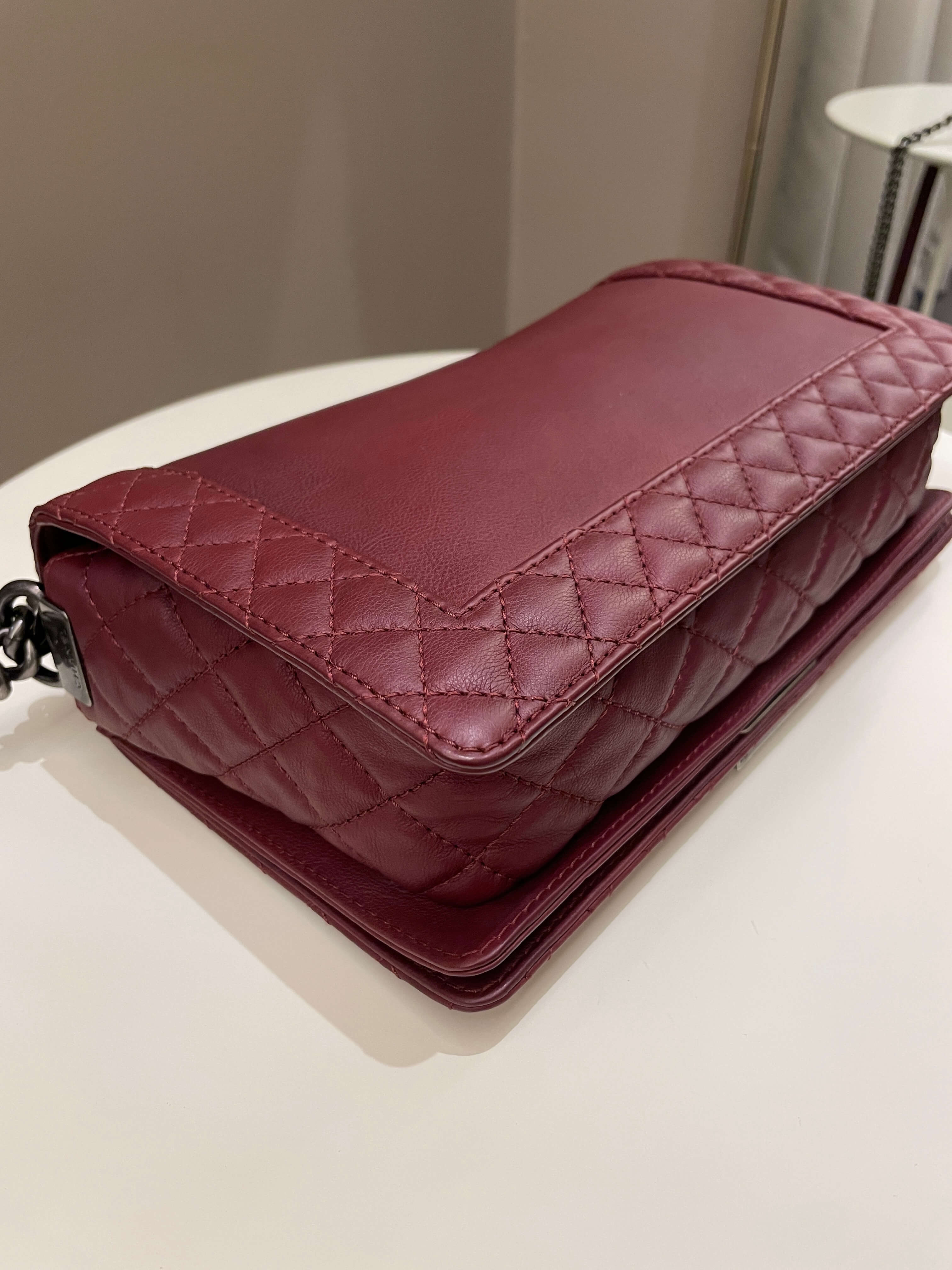 Chanel Boy Reverso Burgundy Calfskin