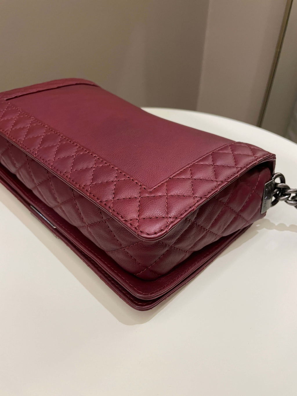 Chanel Boy Reverso Burgundy Calfskin