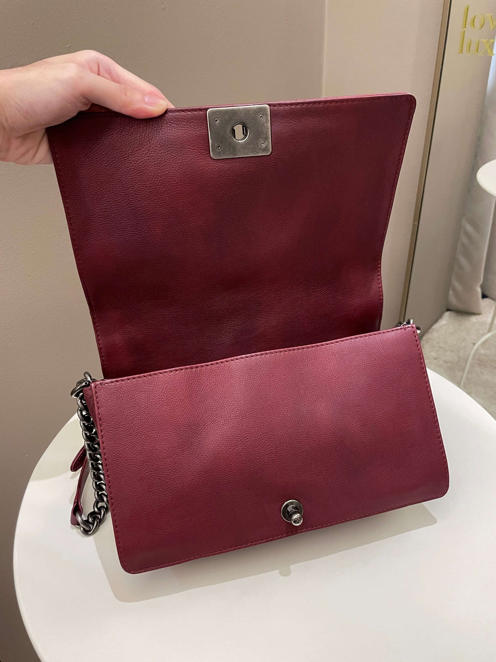 Chanel Boy Reverso Burgundy Calfskin