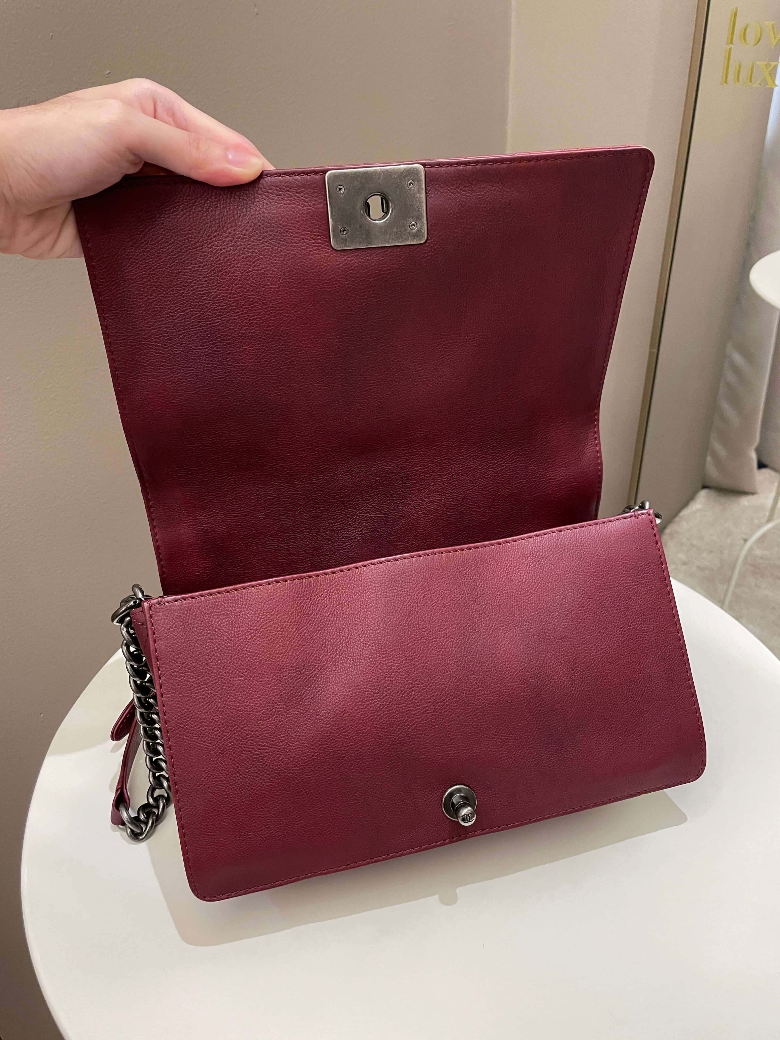 Chanel Boy Reverso Burgundy Calfskin