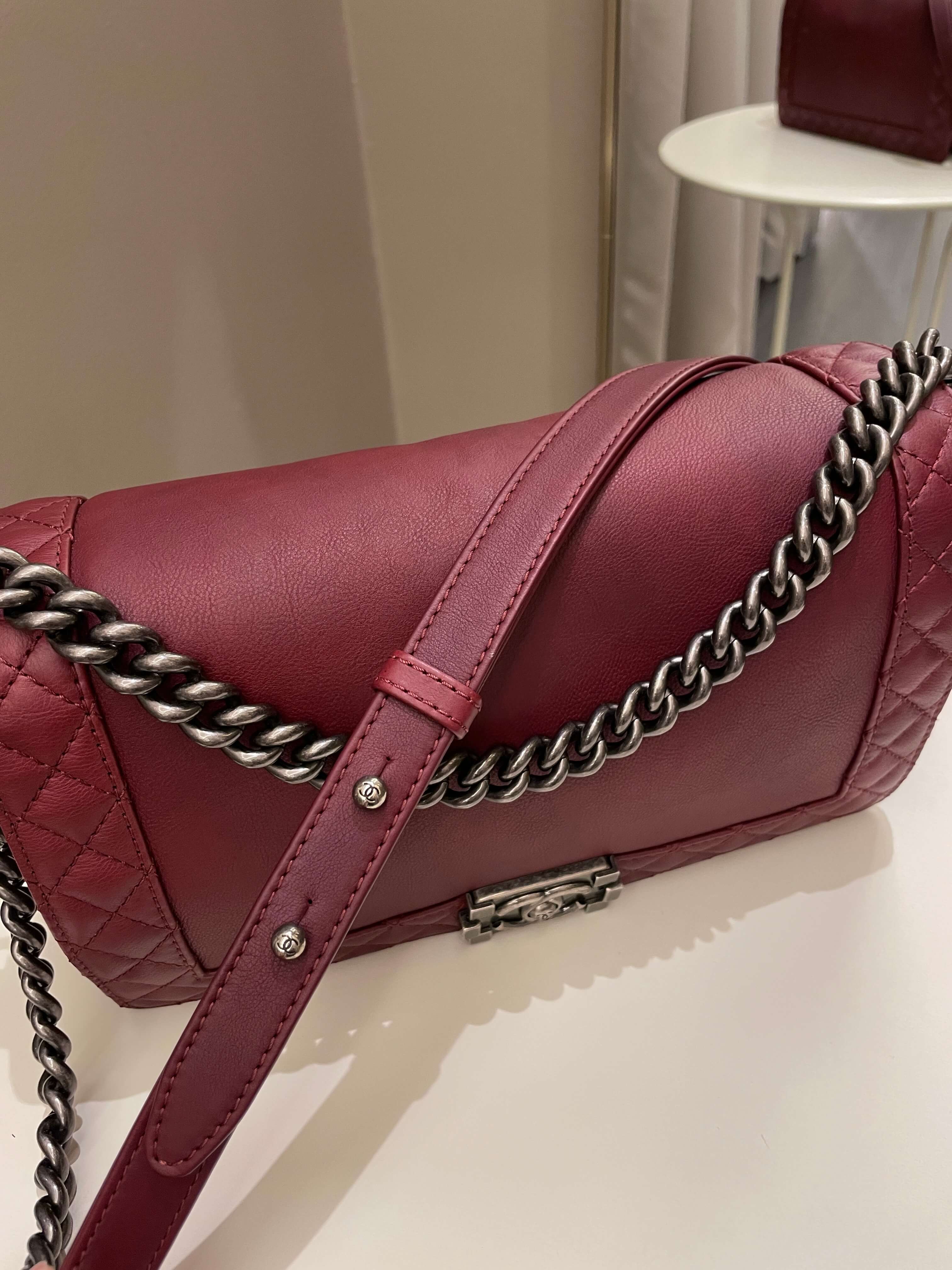 Chanel Boy Reverso Burgundy Calfskin