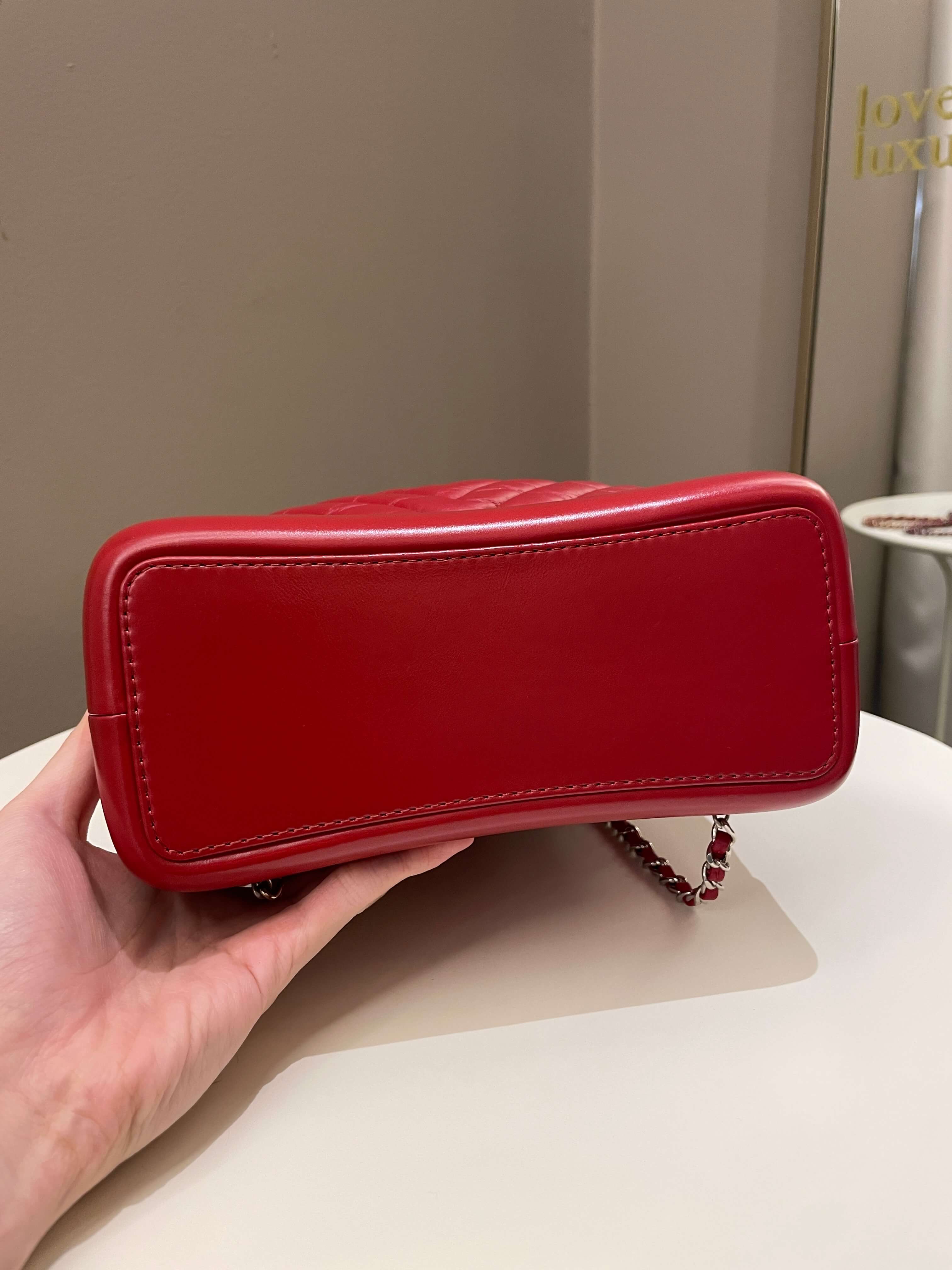Chanel Chevron Gabrielle Backpack Red Aged Calfskin