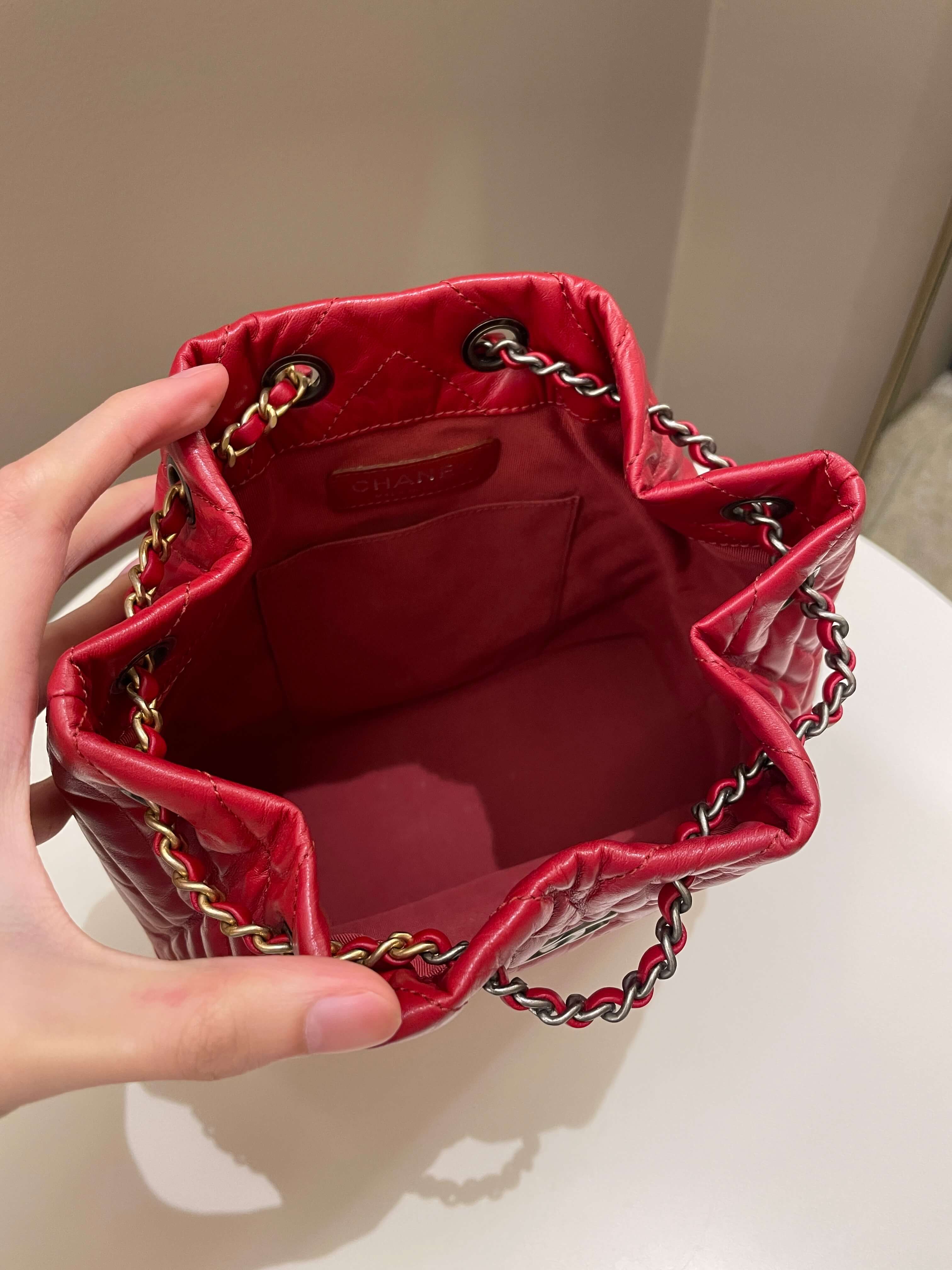Chanel Chevron Gabrielle Backpack Red Aged Calfskin