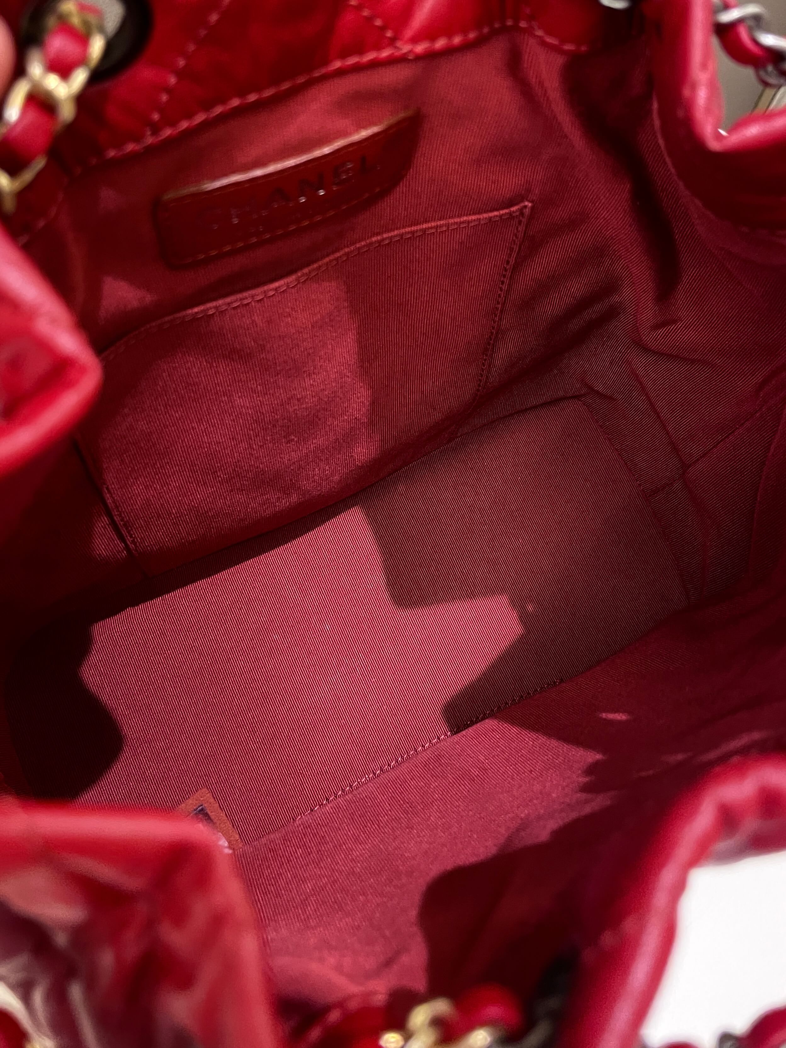 Chanel Chevron Gabrielle Backpack Red Aged Calfskin