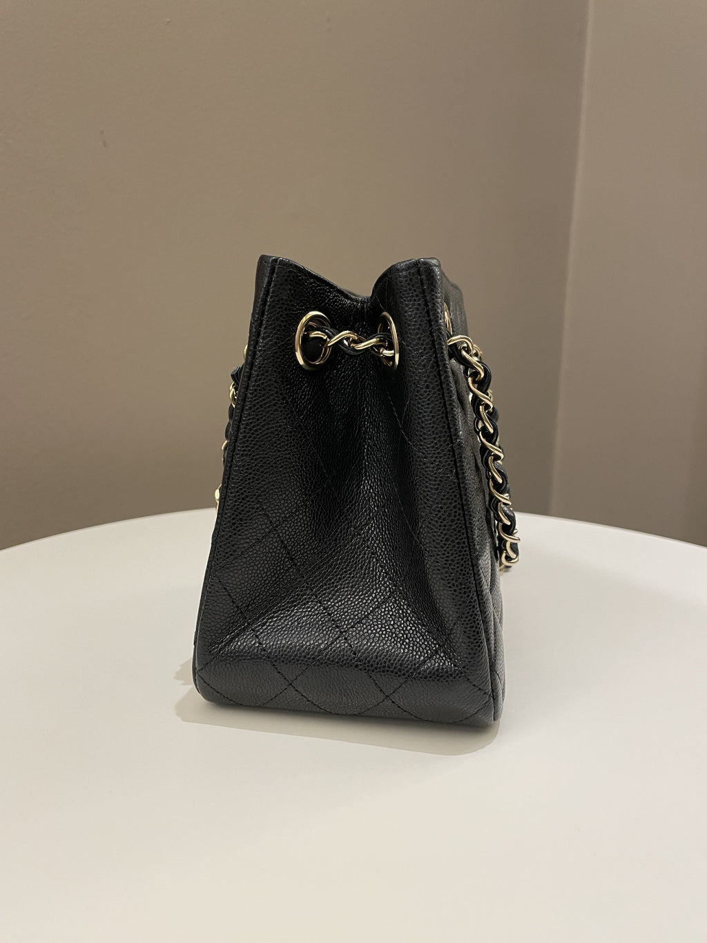 Chanel Quilted Cc Bucket Bag Black Caviar