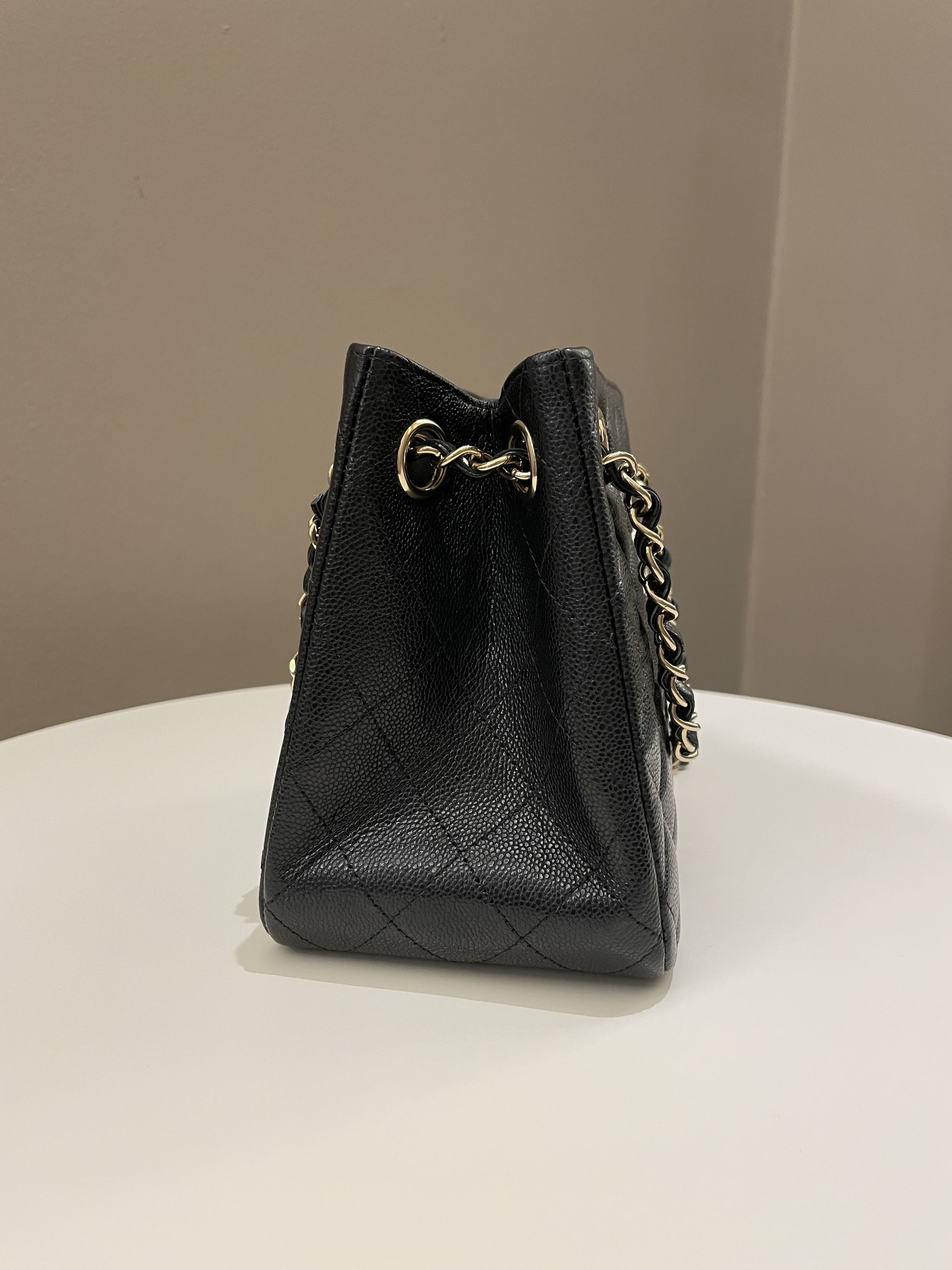Chanel Quilted Cc Bucket Bag Black Caviar