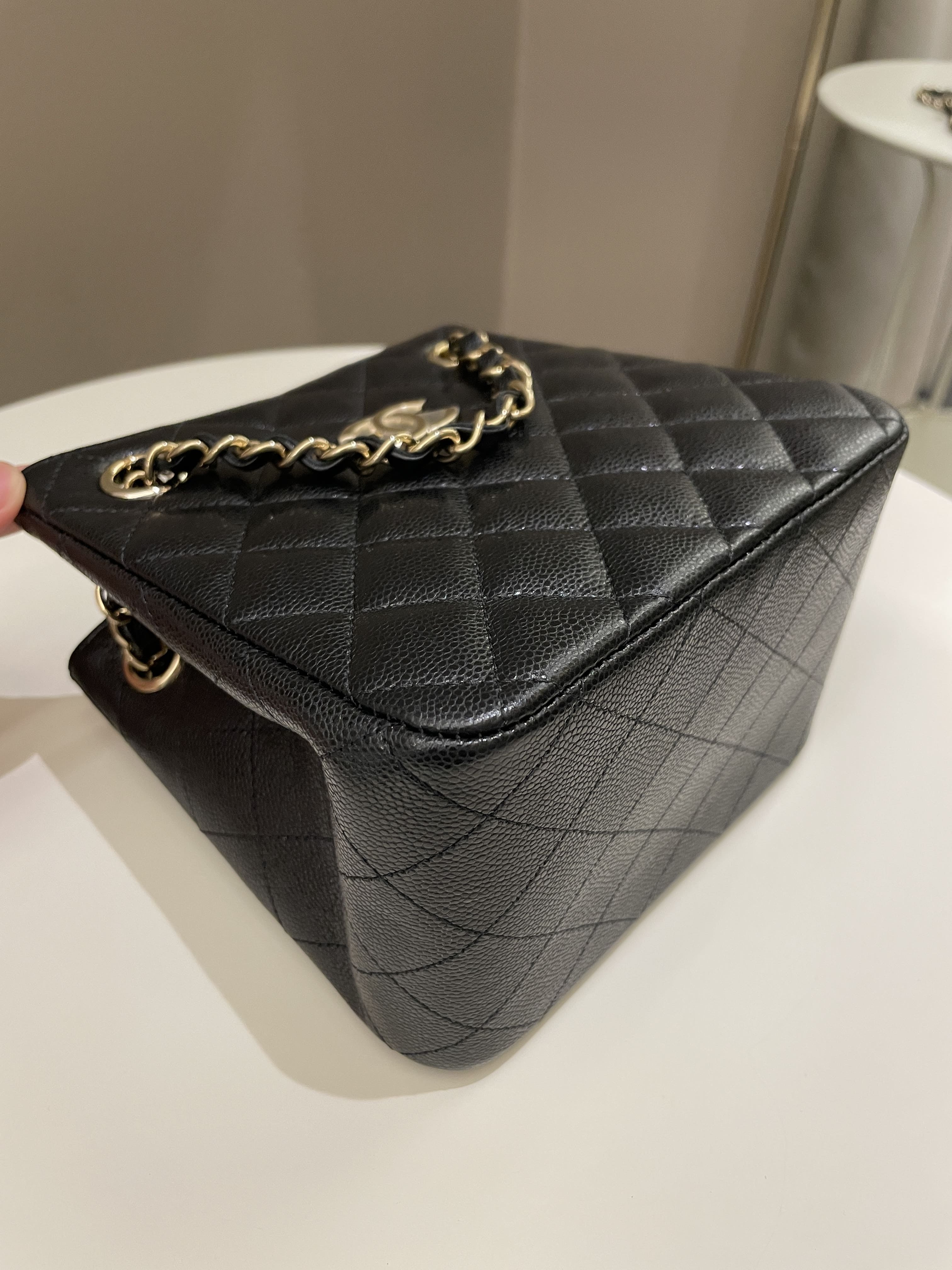 Chanel Quilted Cc Bucket Bag Black Caviar