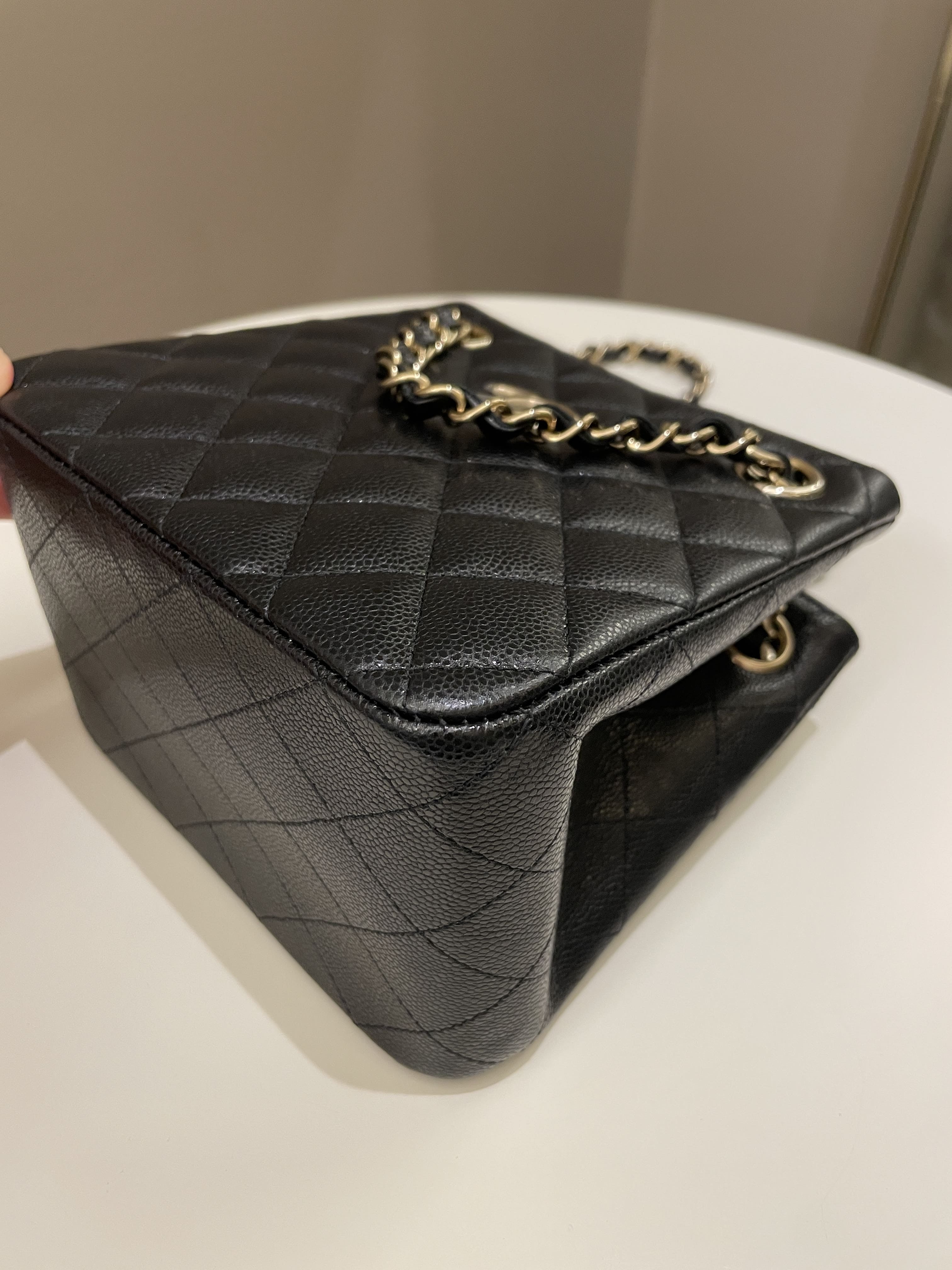 Chanel Quilted Cc Bucket Bag Black Caviar