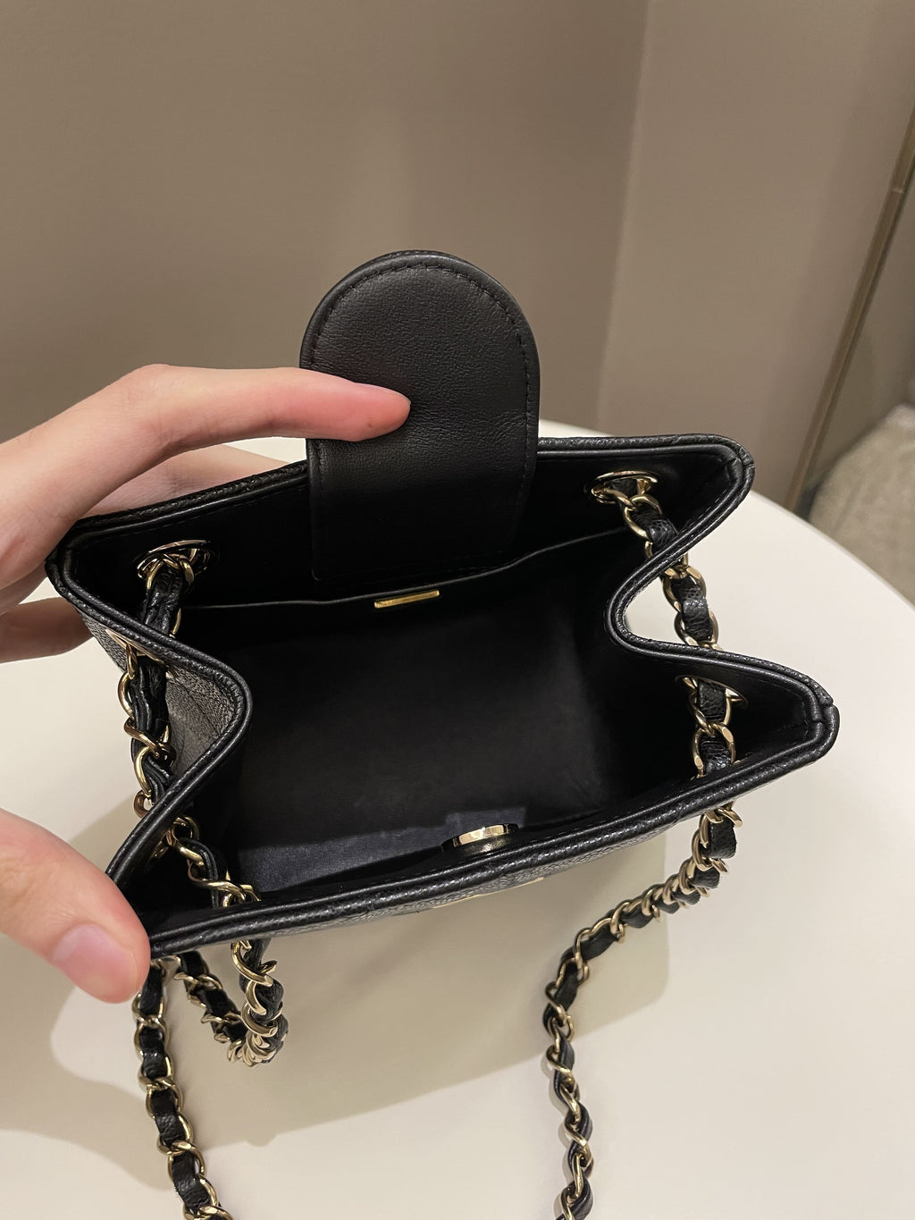 Chanel Quilted Cc Bucket Bag Black Caviar
