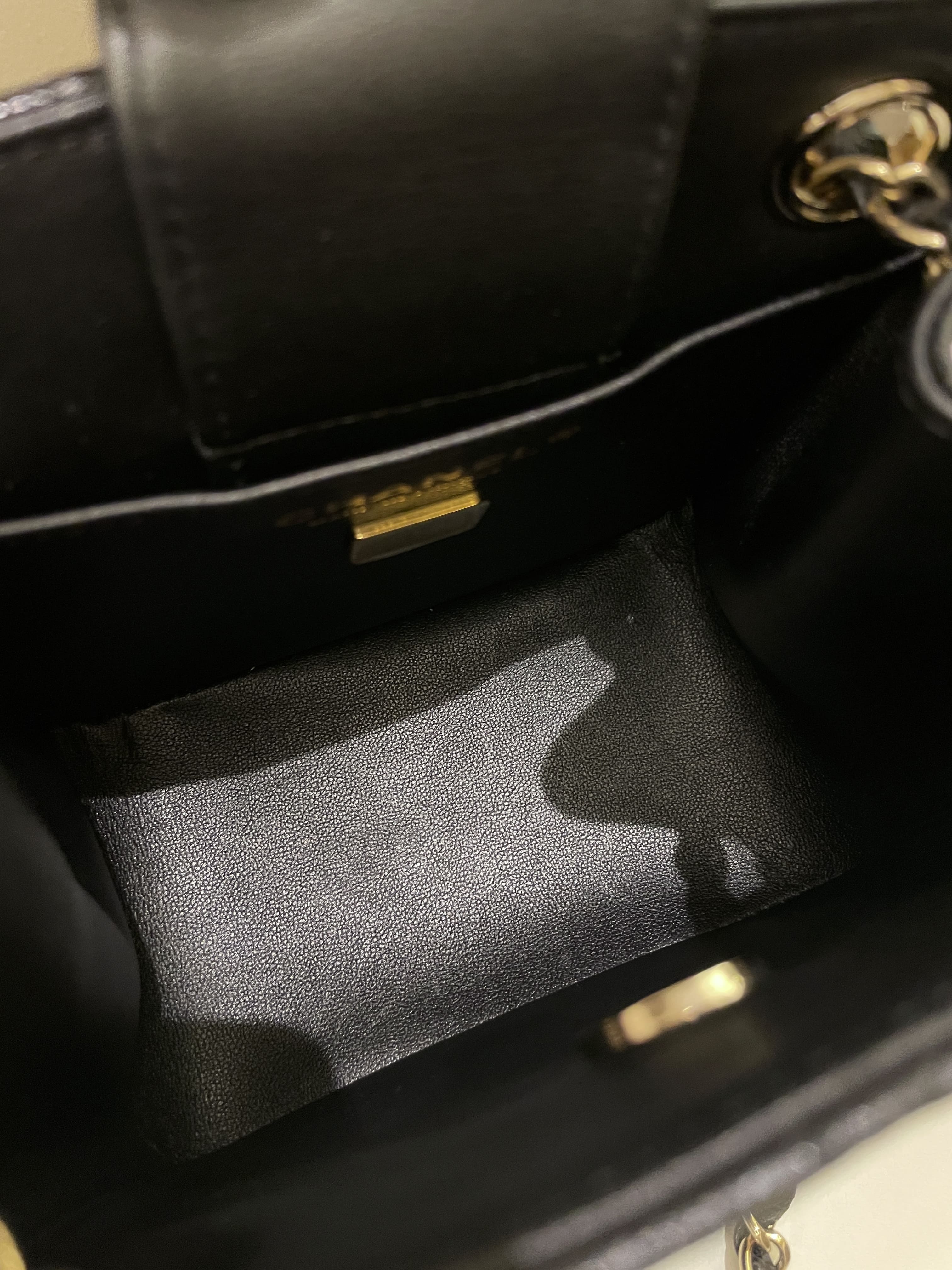 Chanel Quilted Cc Bucket Bag Black Caviar