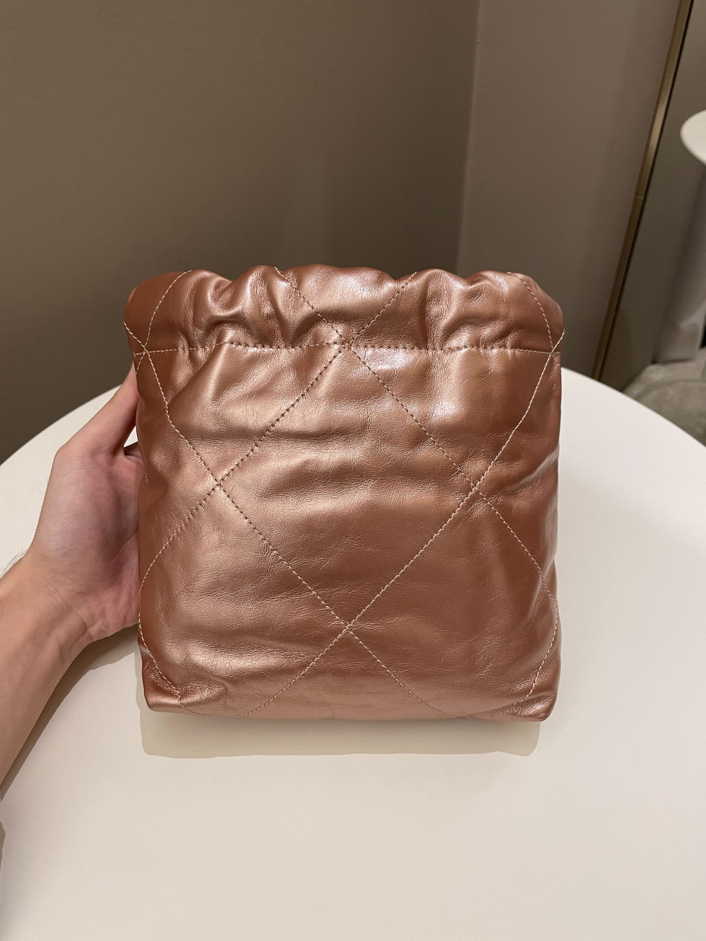 Chanel 23S Mini 22 Metallic Rose Gold Copper