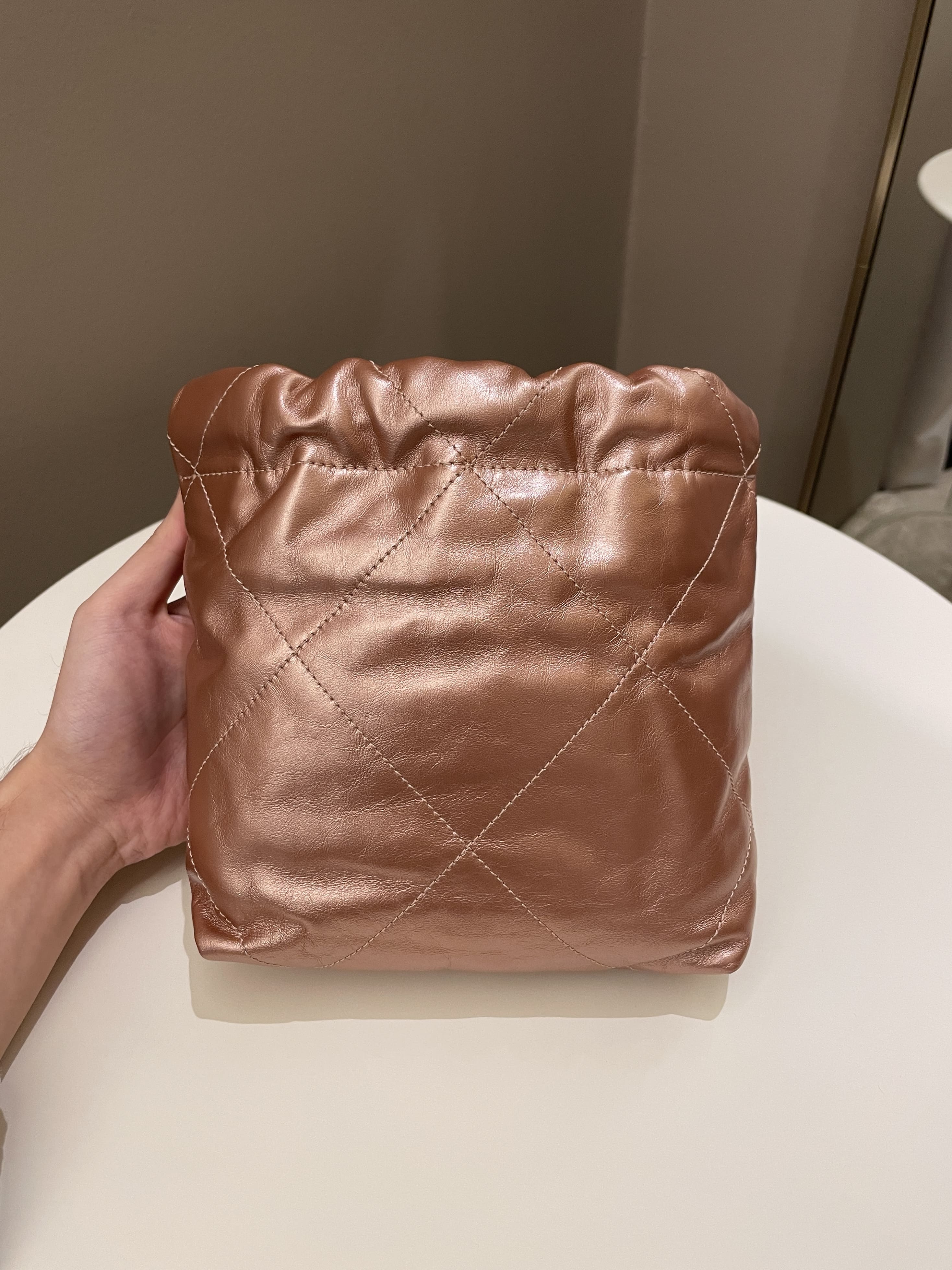 Chanel 23S Mini 22 Metallic Rose Gold Copper