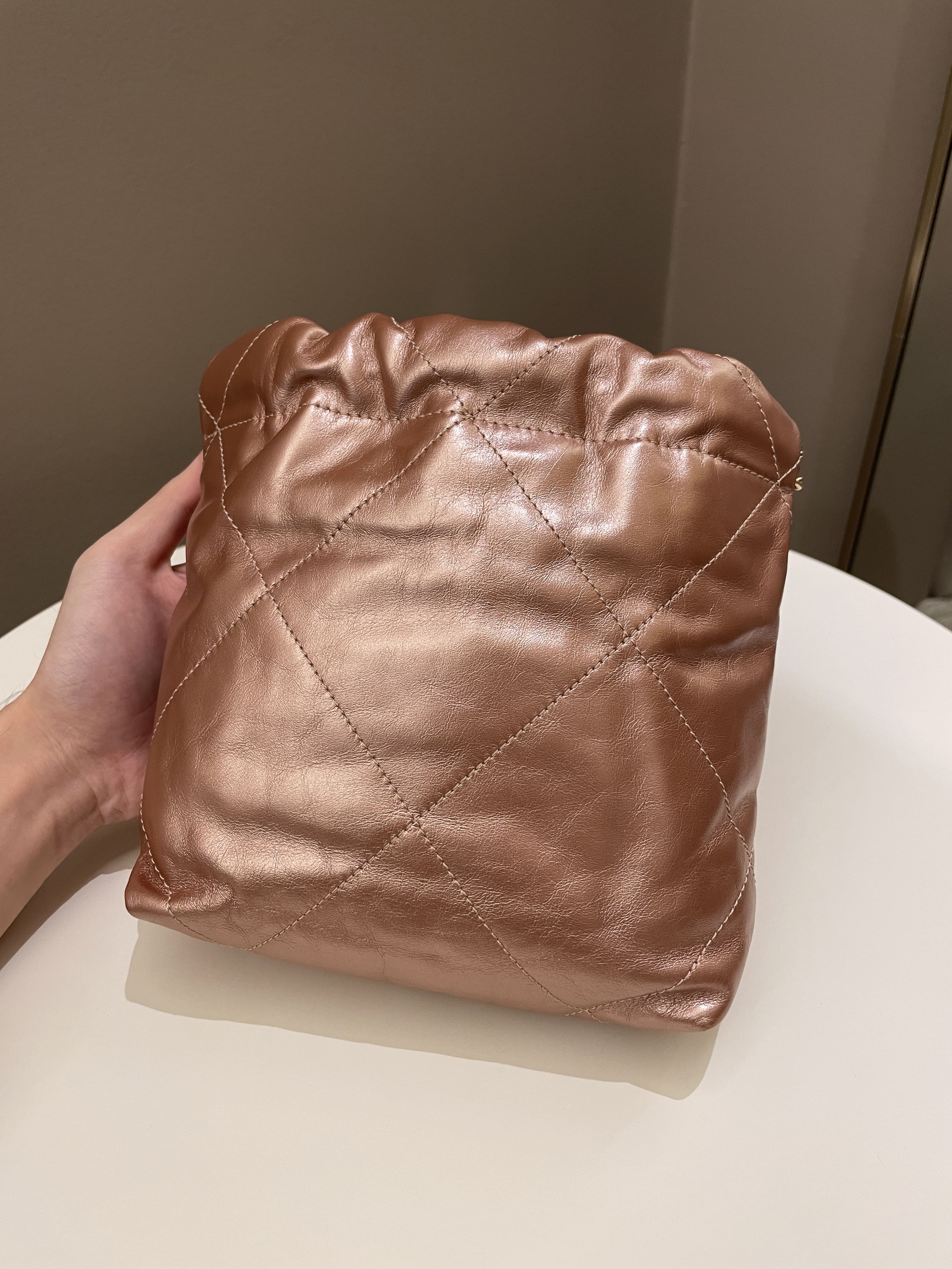 Chanel 23S Mini 22 Metallic Rose Gold Copper