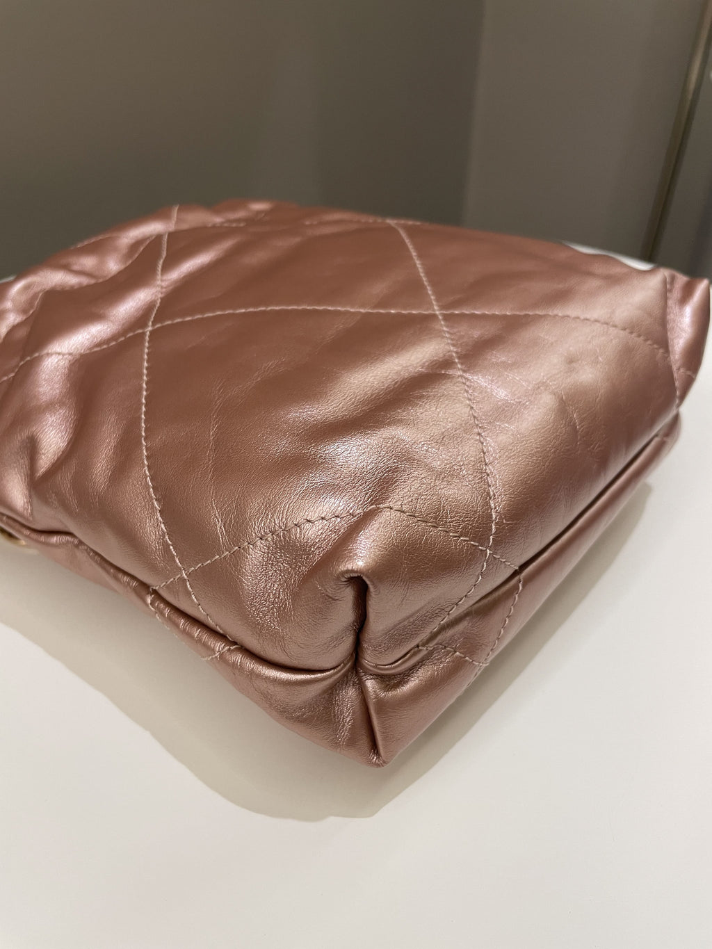 Chanel 23S Mini 22 Metallic Rose Gold Copper