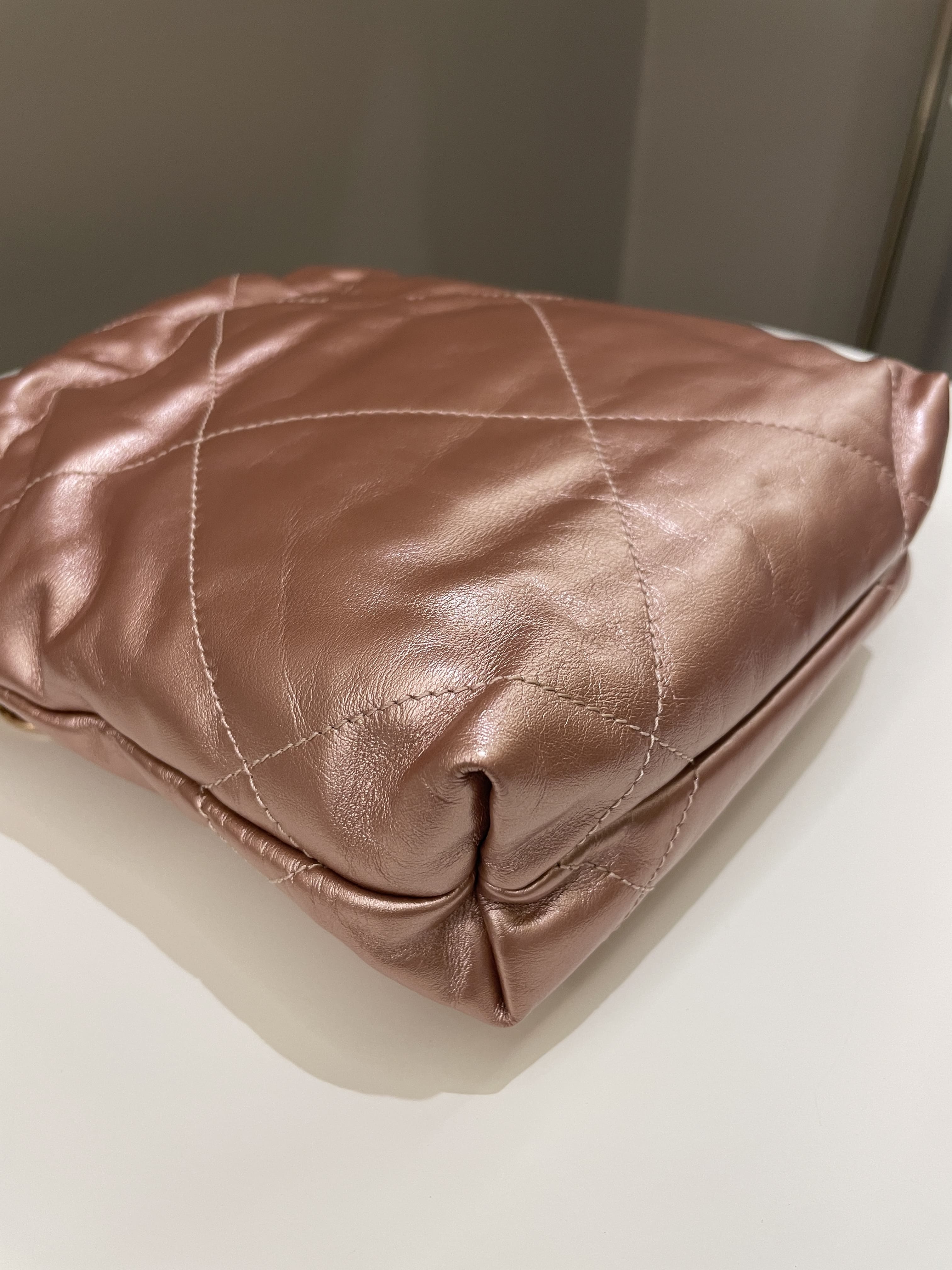 Chanel 23S Mini 22 Metallic Rose Gold Copper