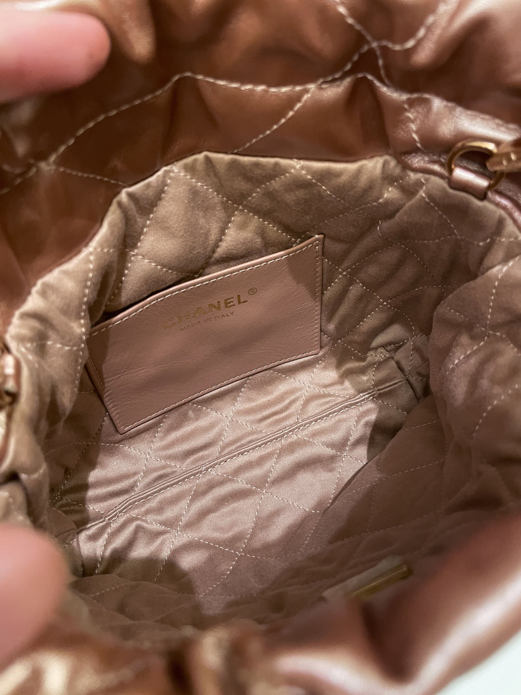 Chanel 23S Mini 22 Metallic Rose Gold Copper