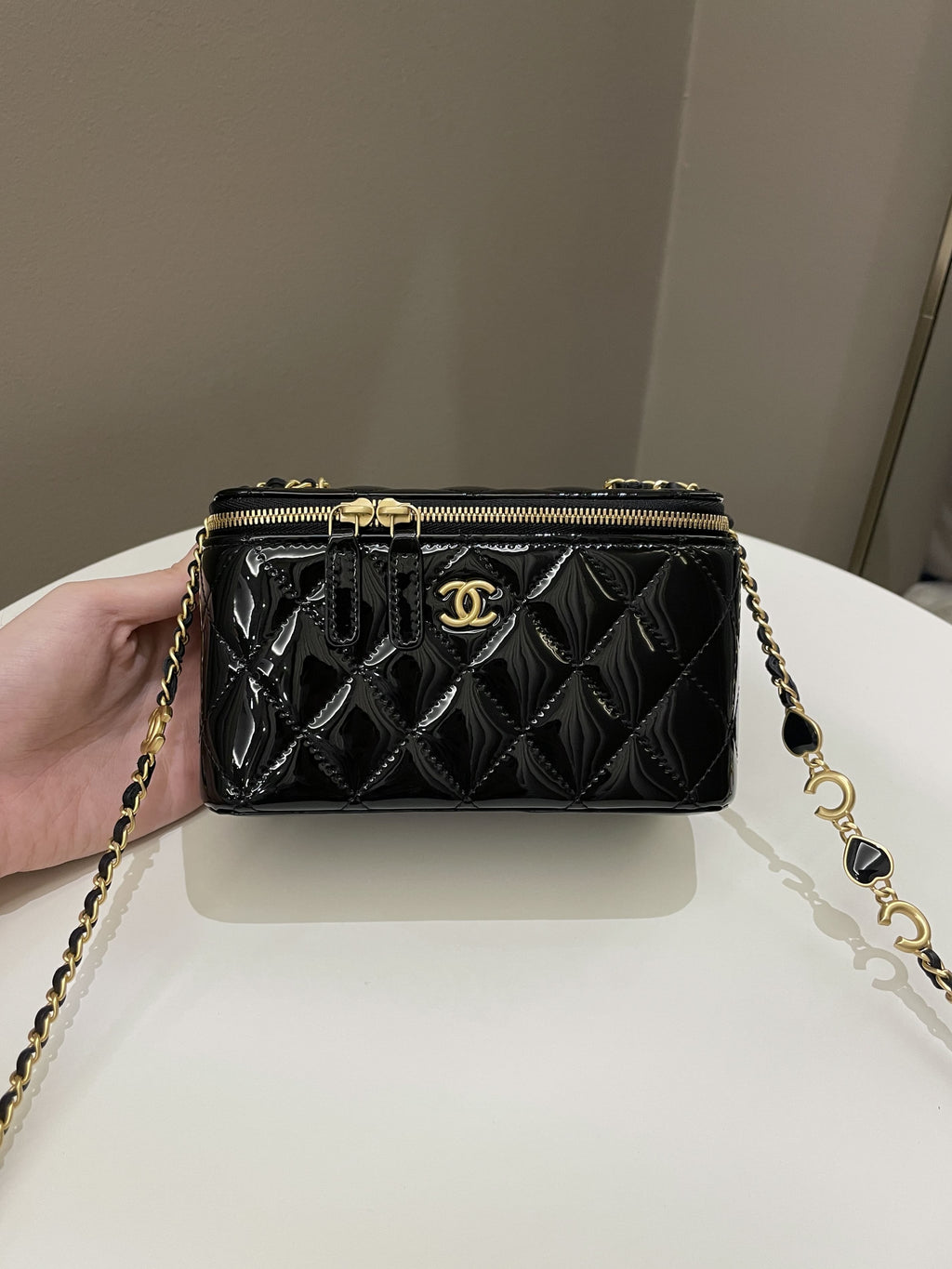 Chanel Quilted Coco Mini Vanity Rectangular Black Patent