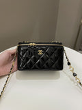 Chanel Quilted Coco Mini Vanity Rectangular Black Patent