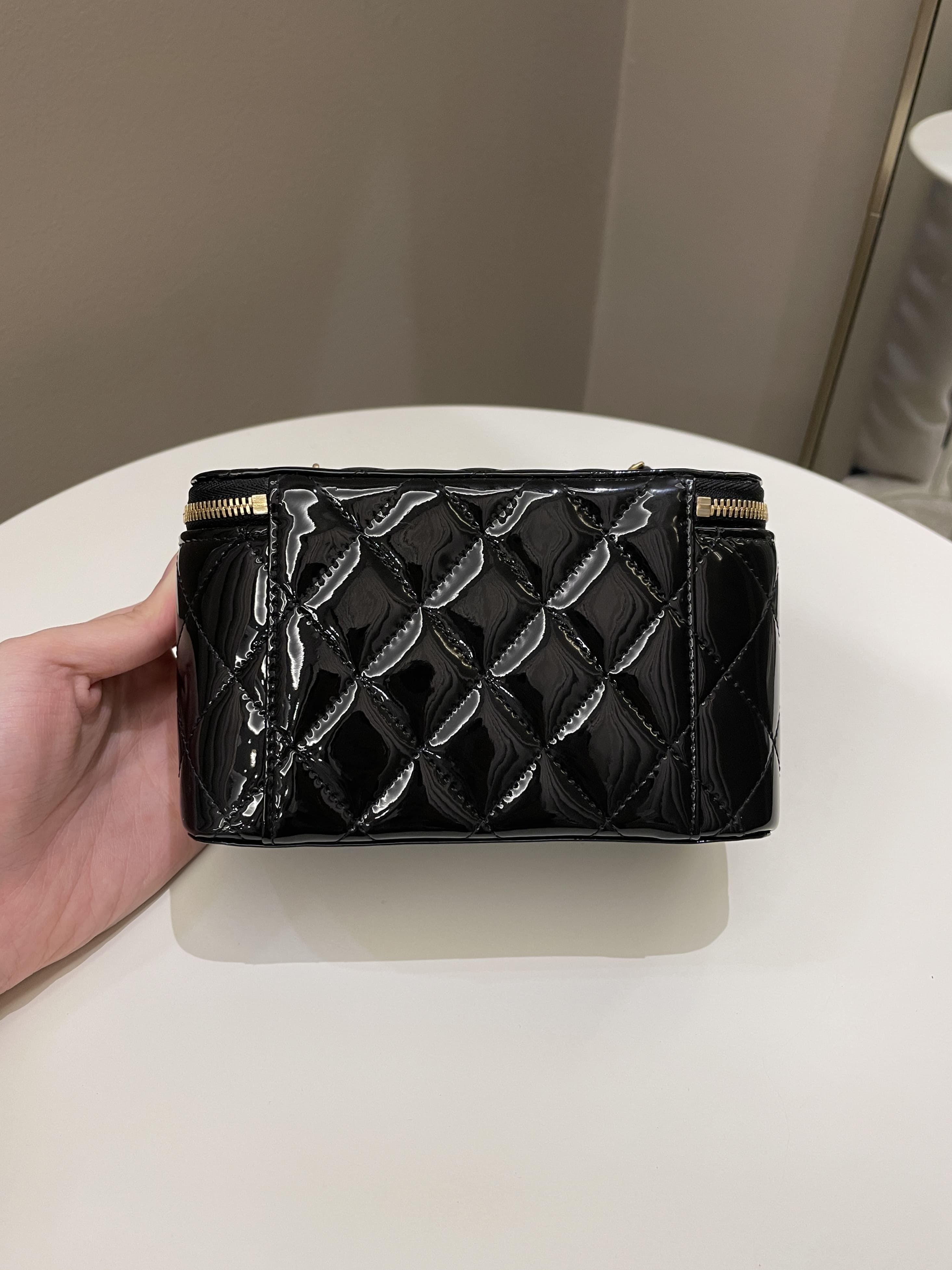 Chanel Quilted Coco Mini Vanity Rectangular Black Patent