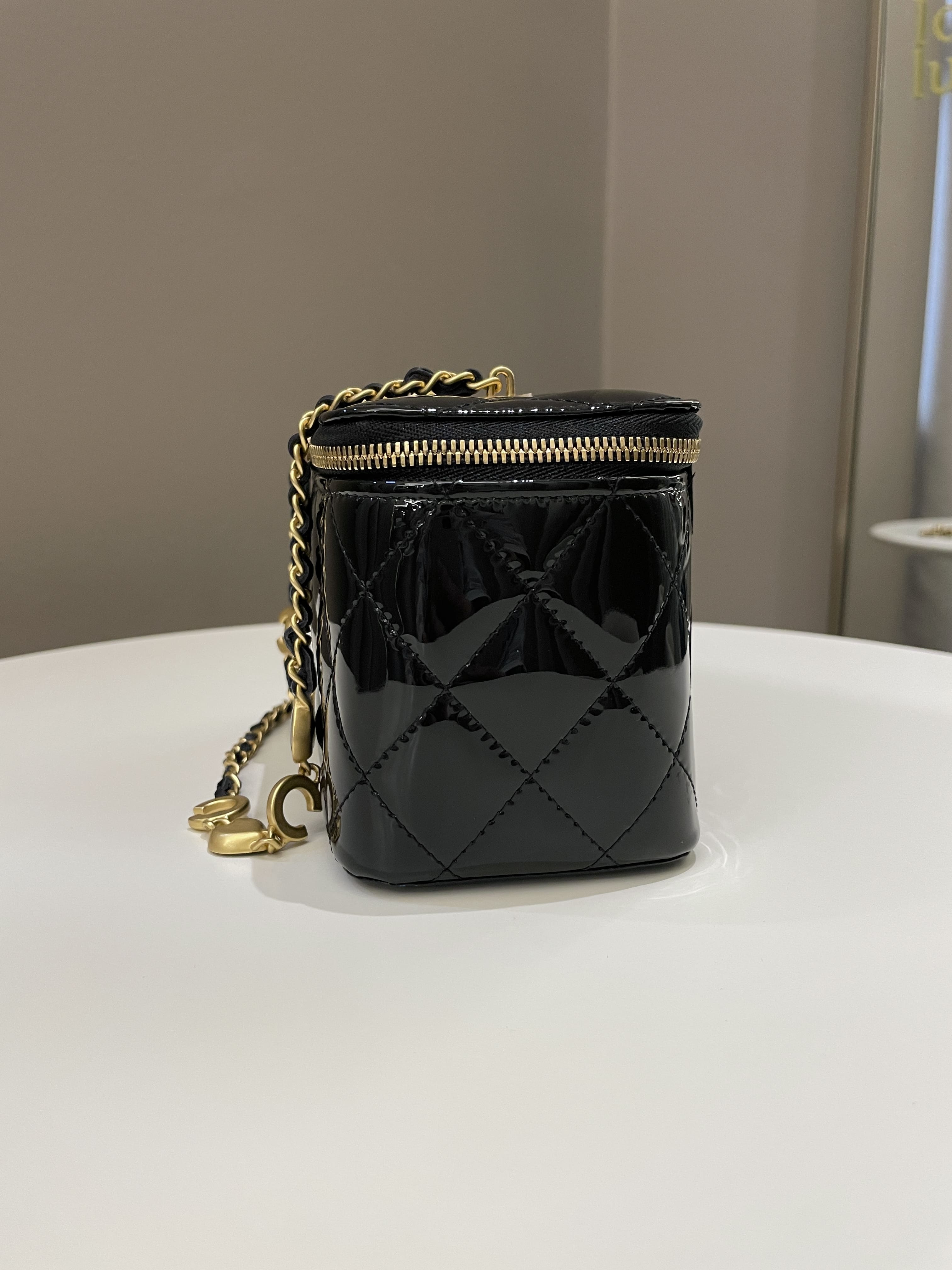 Chanel Quilted Coco Mini Vanity Rectangular Black Patent