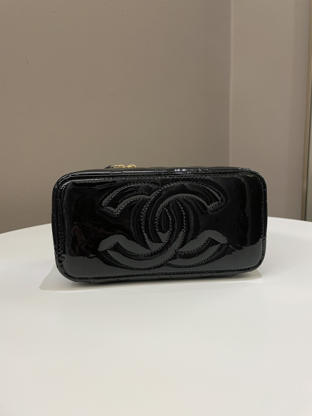 Chanel Quilted Coco Mini Vanity Rectangular Black Patent