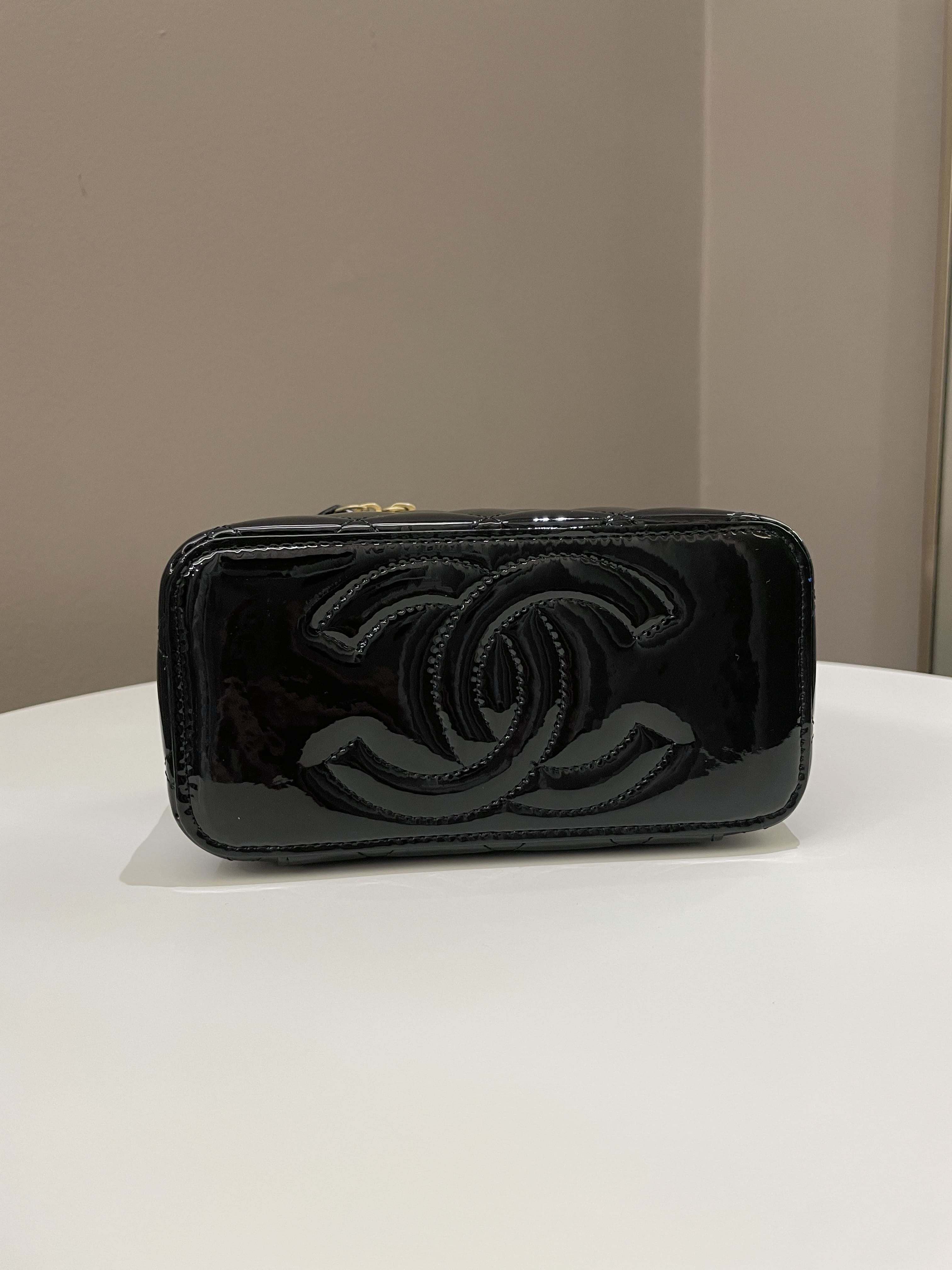 Chanel Quilted Coco Mini Vanity Rectangular Black Patent