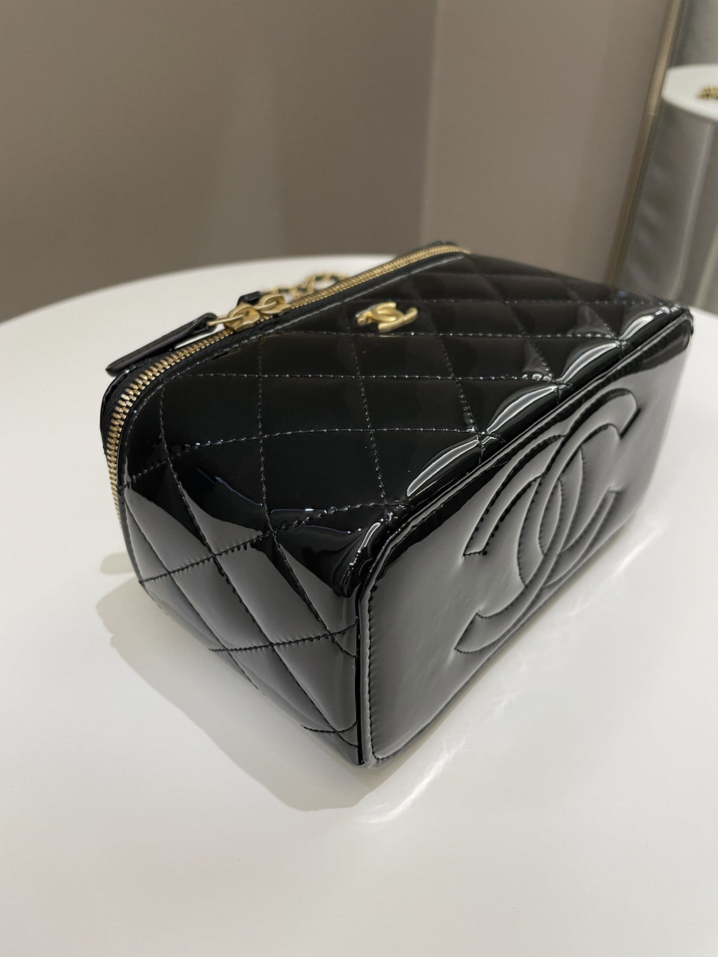 Chanel Quilted Coco Mini Vanity Rectangular Black Patent